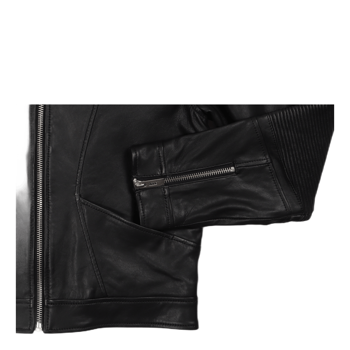 Cropped Leather Jacket Black Leather