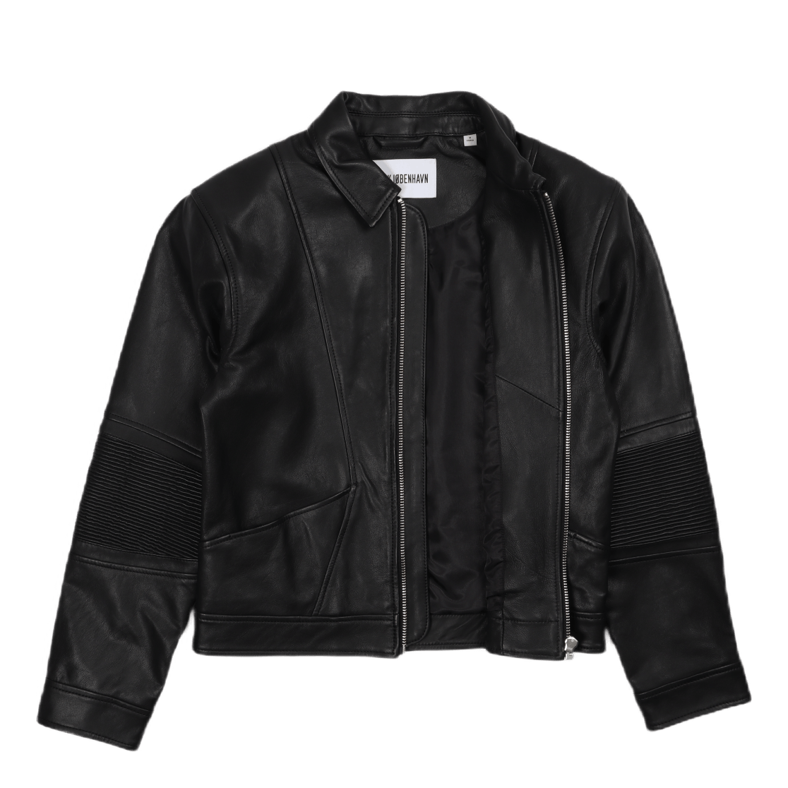 Cropped Leather Jacket Black Leather