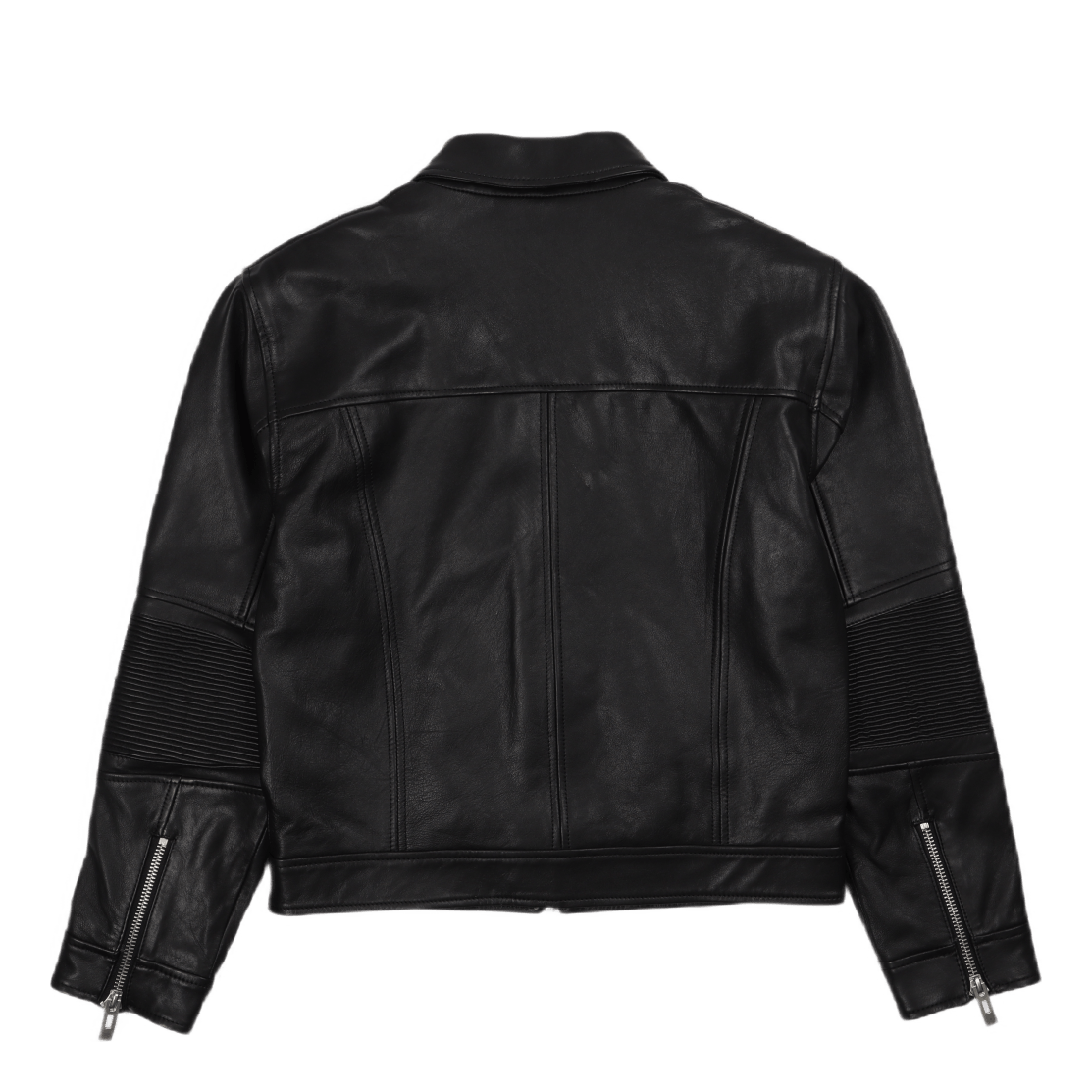 Cropped Leather Jacket Black Leather