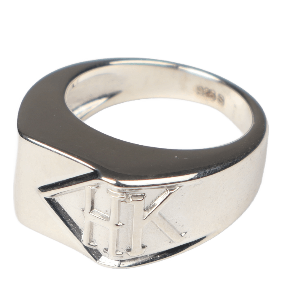 Squared Side Logo Signet Ring Silver