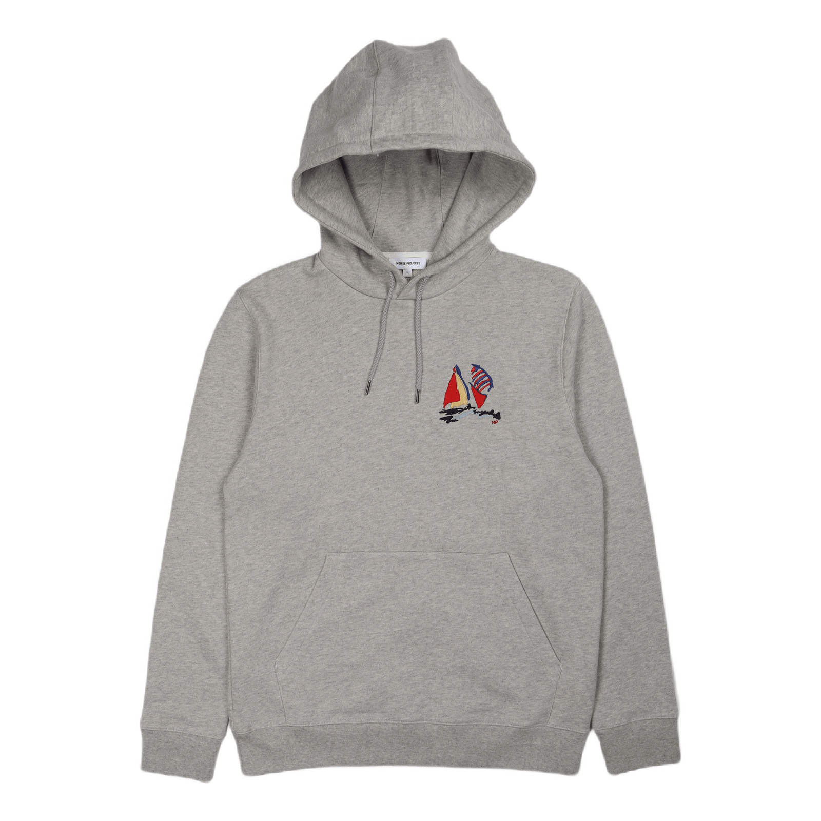 Vagn Hood Boat Embroidery Light Grey Melange