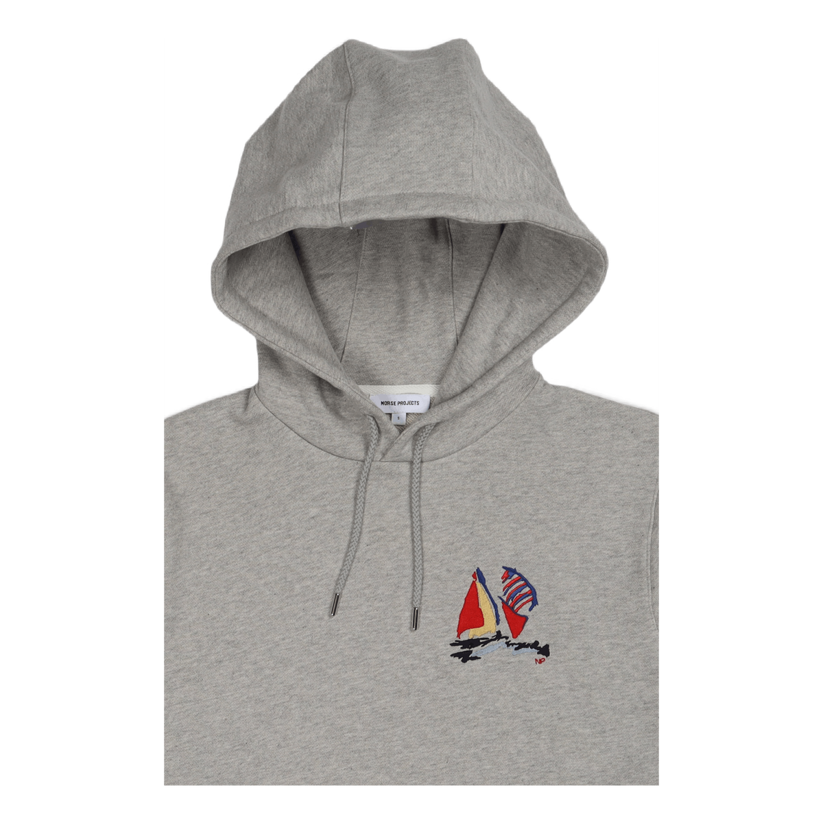 Vagn Hood Boat Embroidery Light Grey Melange