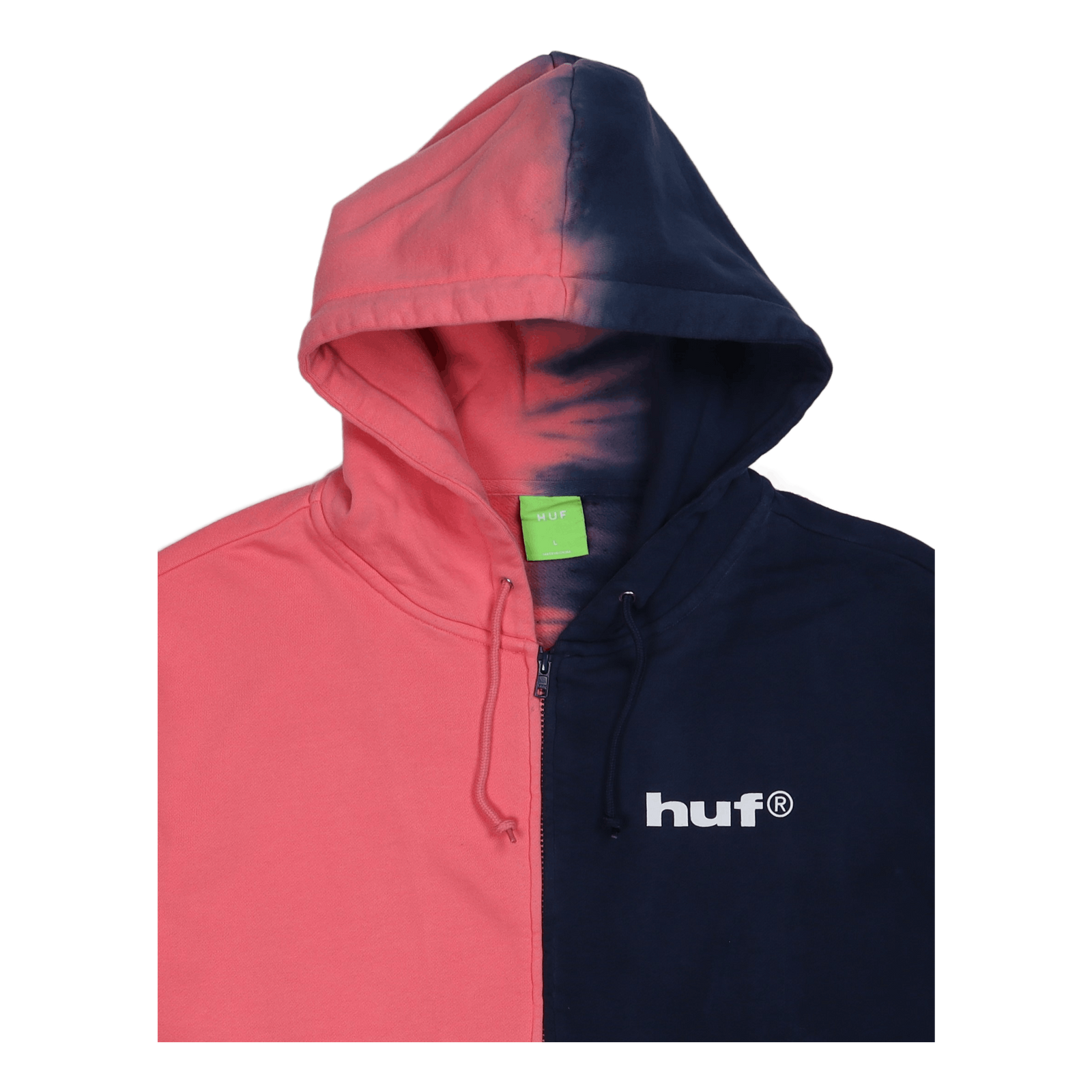 Split Dye F/z Hoodie Pink/navy