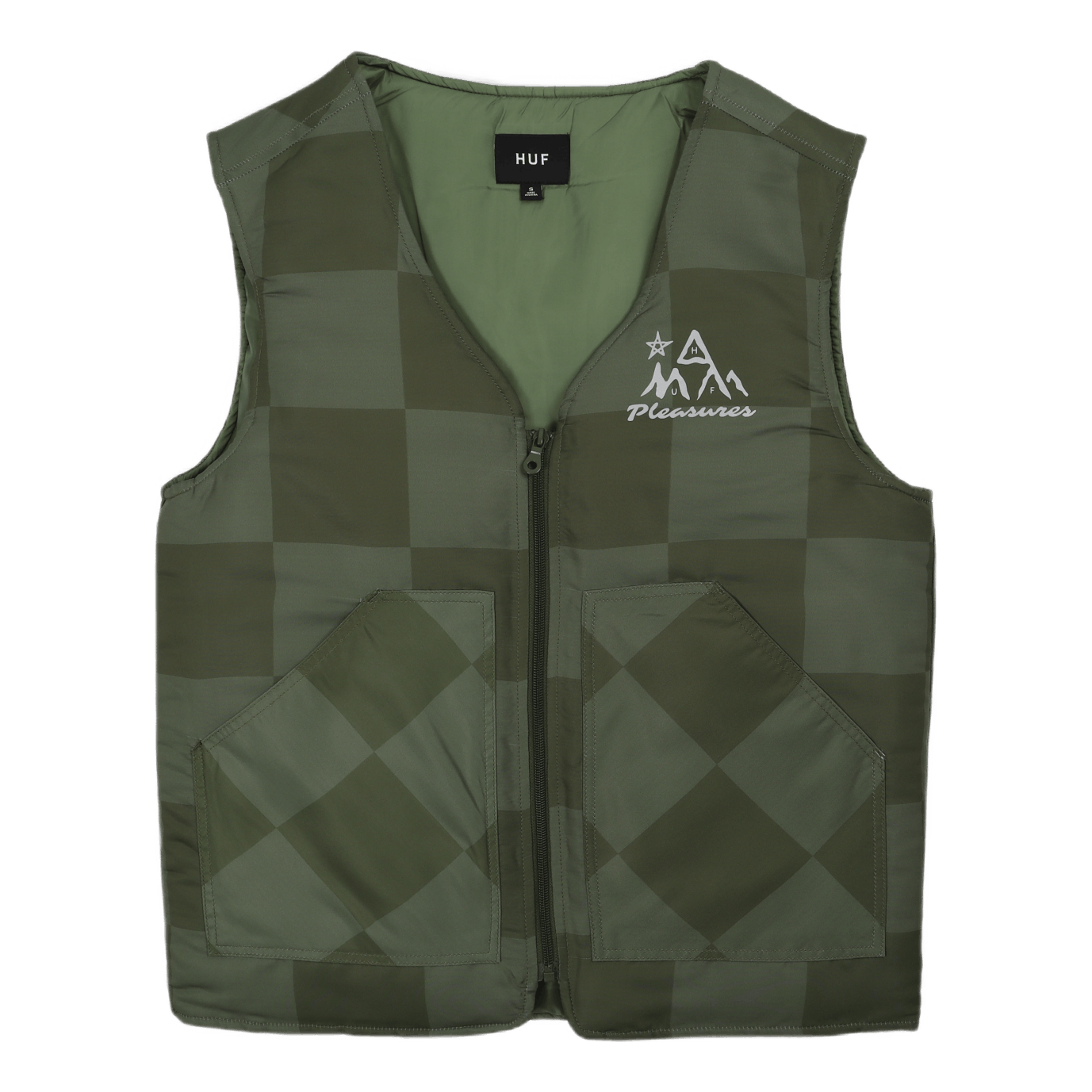 HUF X PLEASURES MIDLAND VEST OLIVE