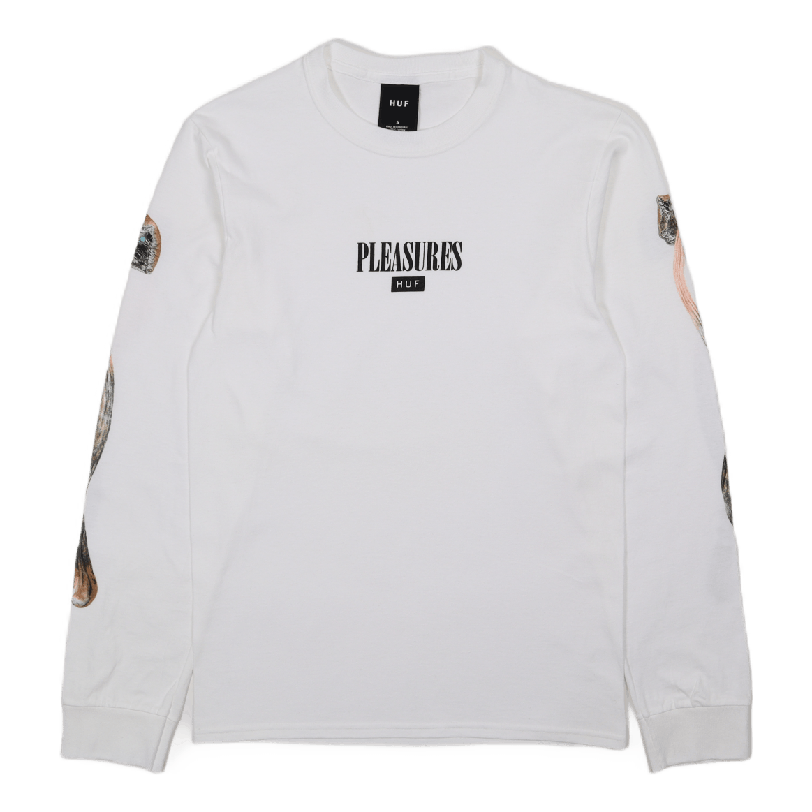 HUF X PLEASURES SPORE L/S TEE WHITE