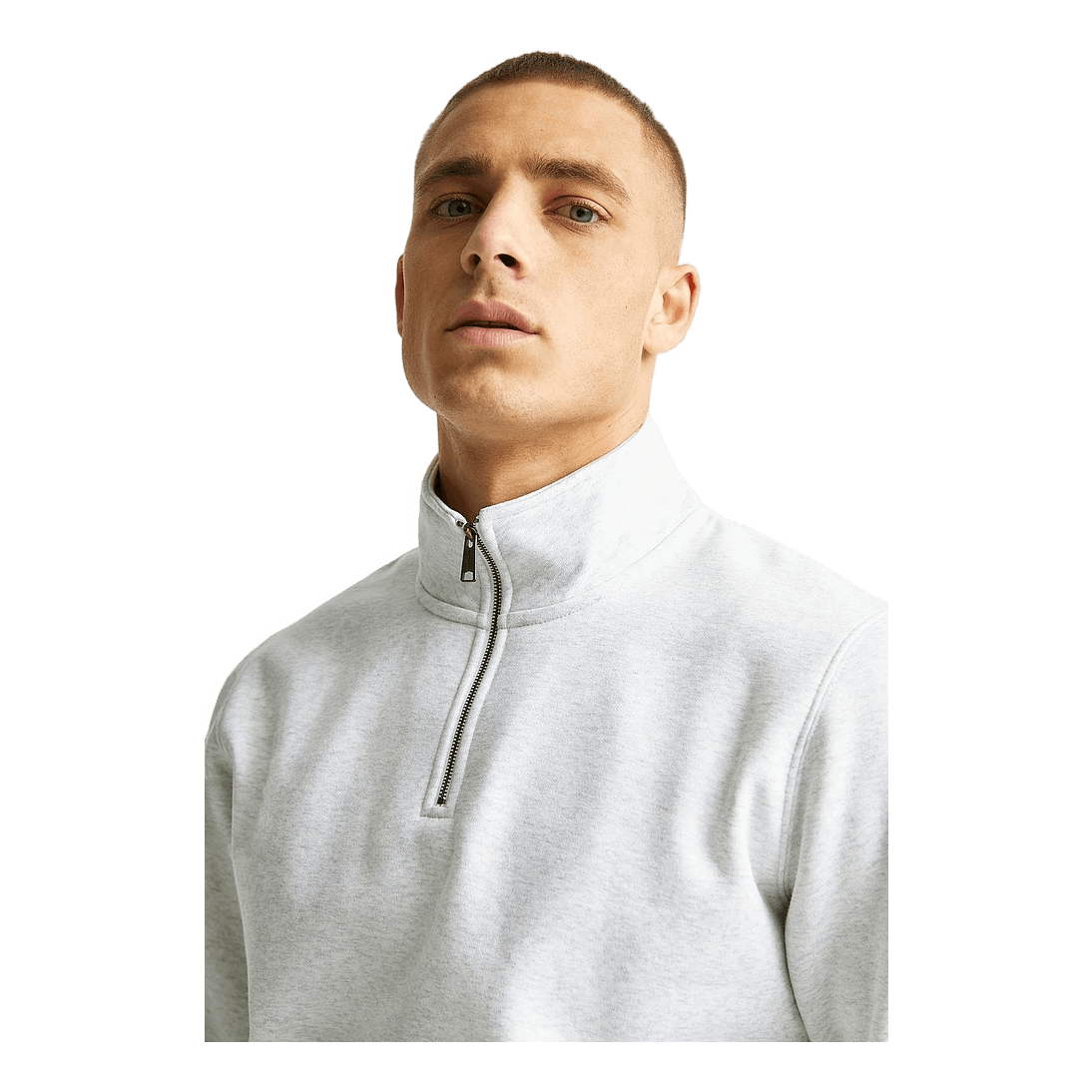 Chase Neck Zip Sweat Ash Heather / Gold