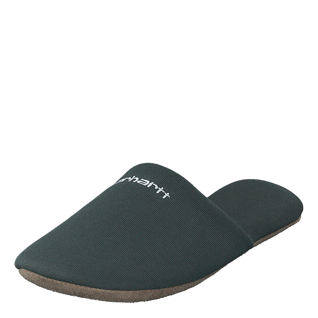 Script Embroidery Slippers Hemlock Green / White