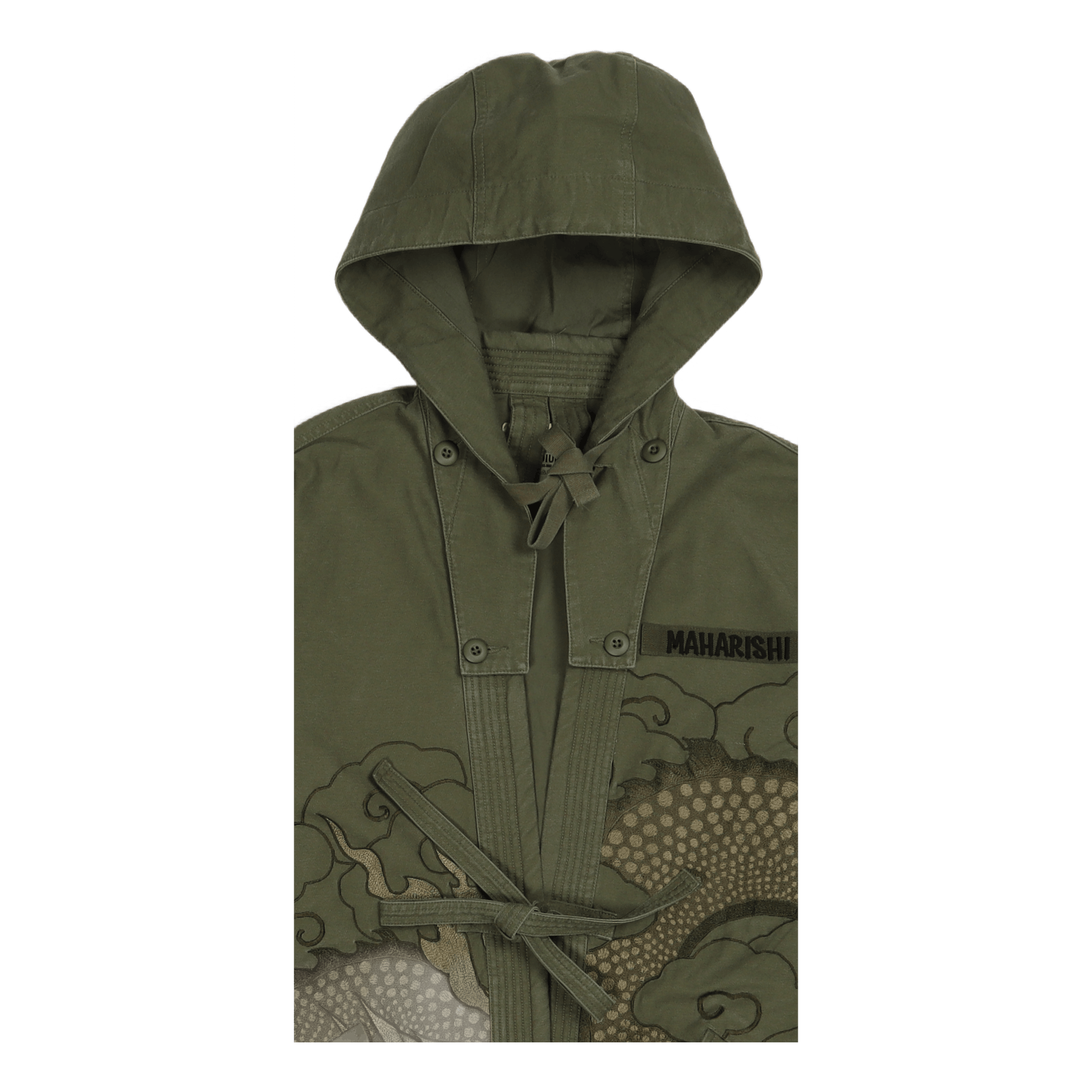 Tibetan Dragon Kimono Parka Or Olive