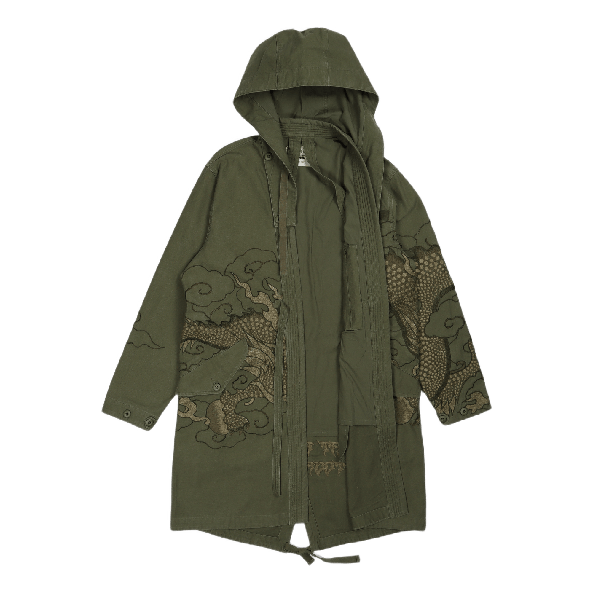 Tibetan Dragon Kimono Parka Or Olive