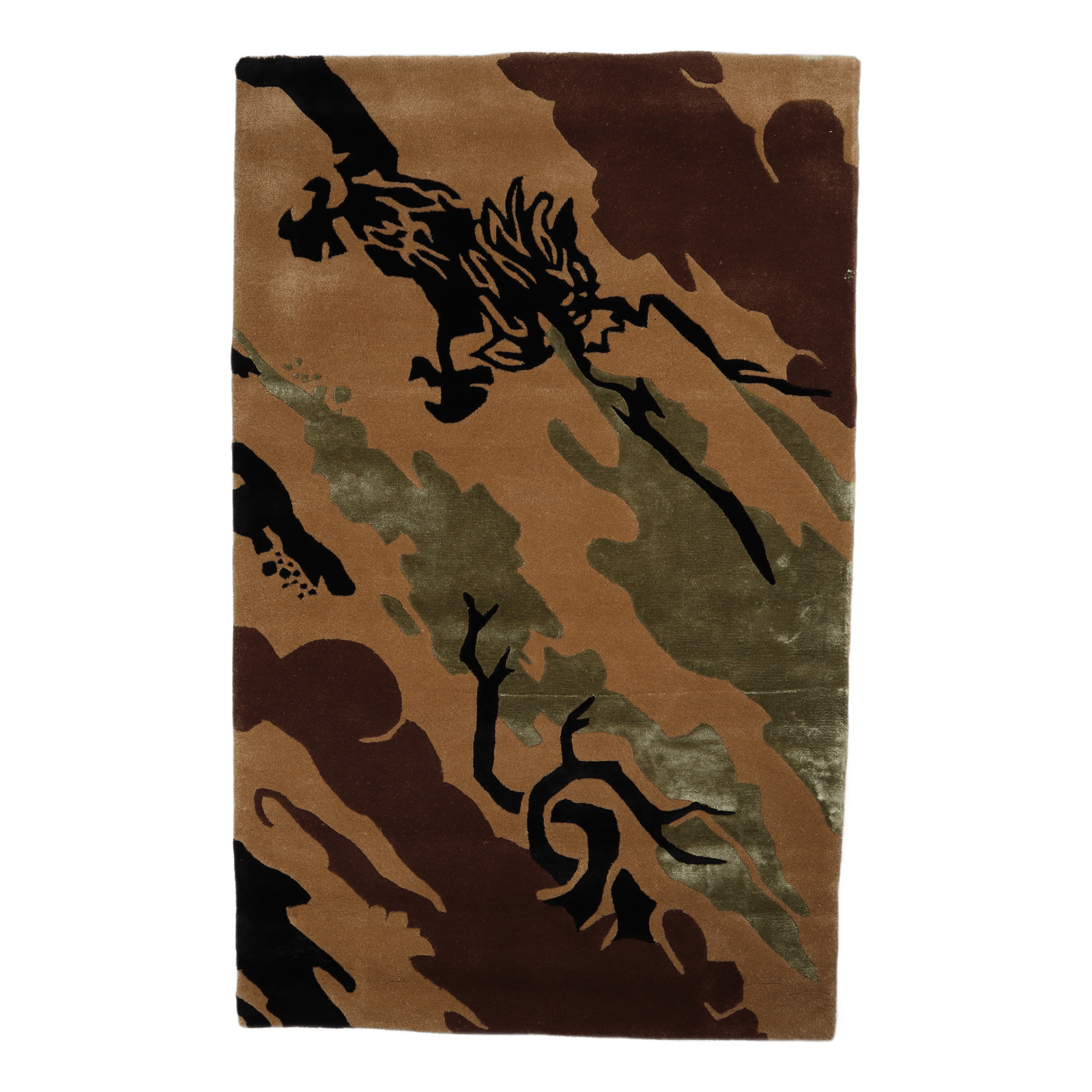 Camo Rug Hand-tufted Wool Woodland