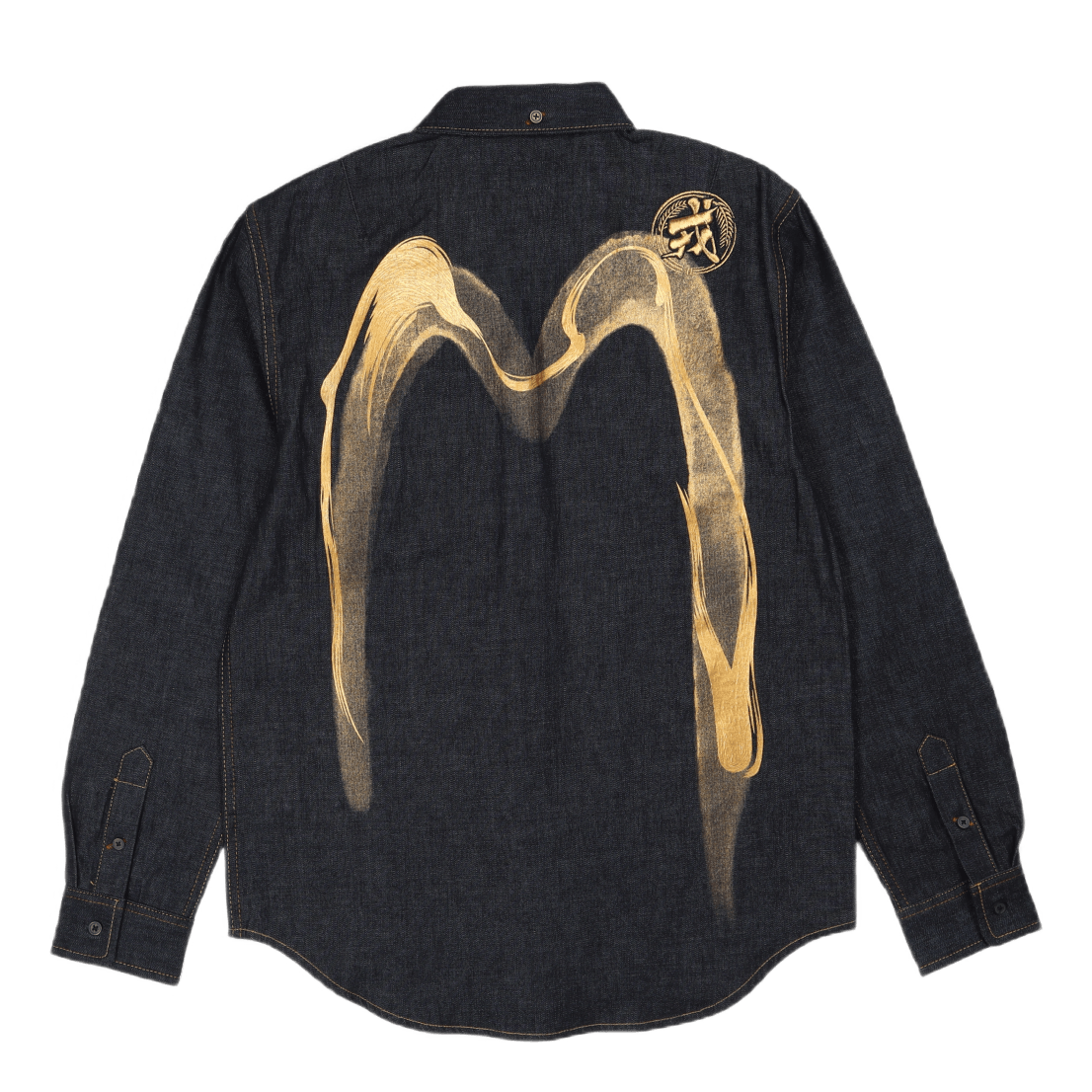 Calligraphy Printed Daicock Ls Indigo Wash