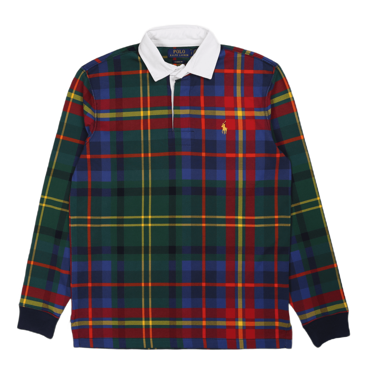 Classic Fit Plaid Jersey Rugby Shirt Heritage Royal Plaid Multi