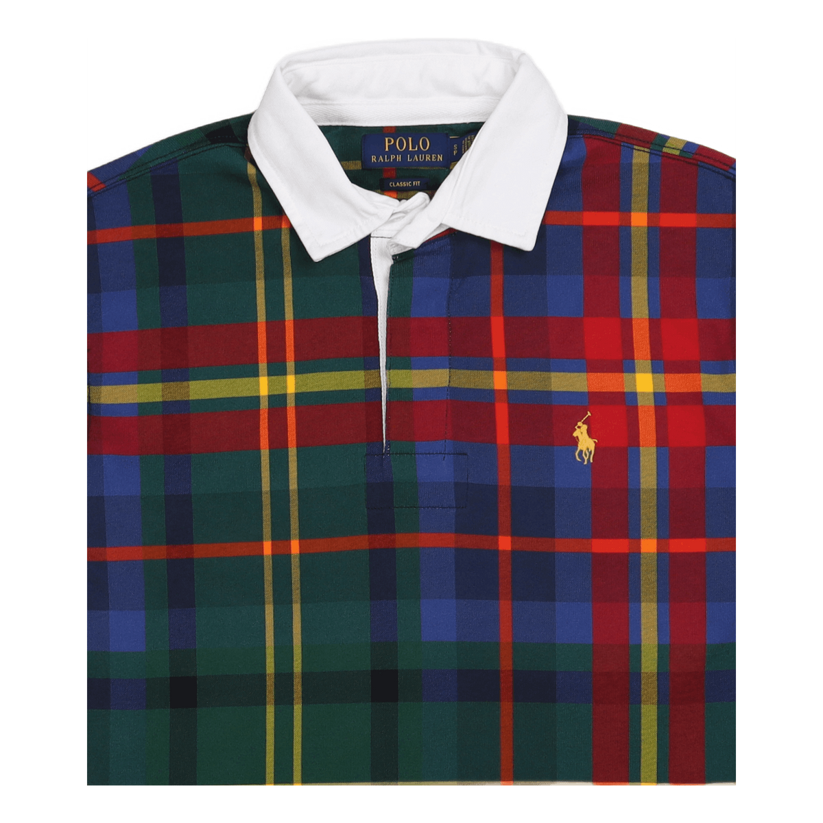 Classic Fit Plaid Jersey Rugby Shirt Heritage Royal Plaid Multi