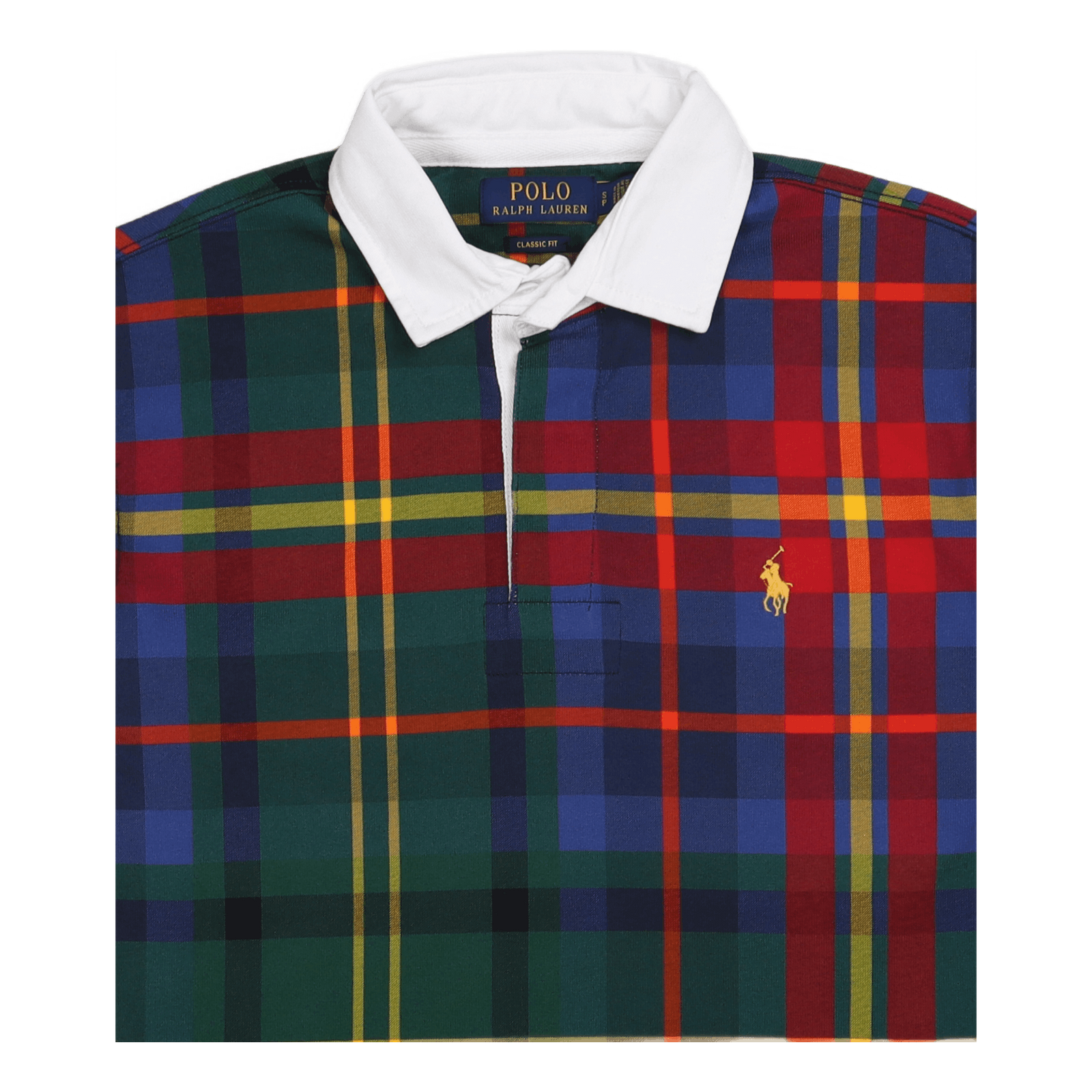 Classic Fit Plaid Jersey Rugby Shirt Heritage Royal Plaid Multi