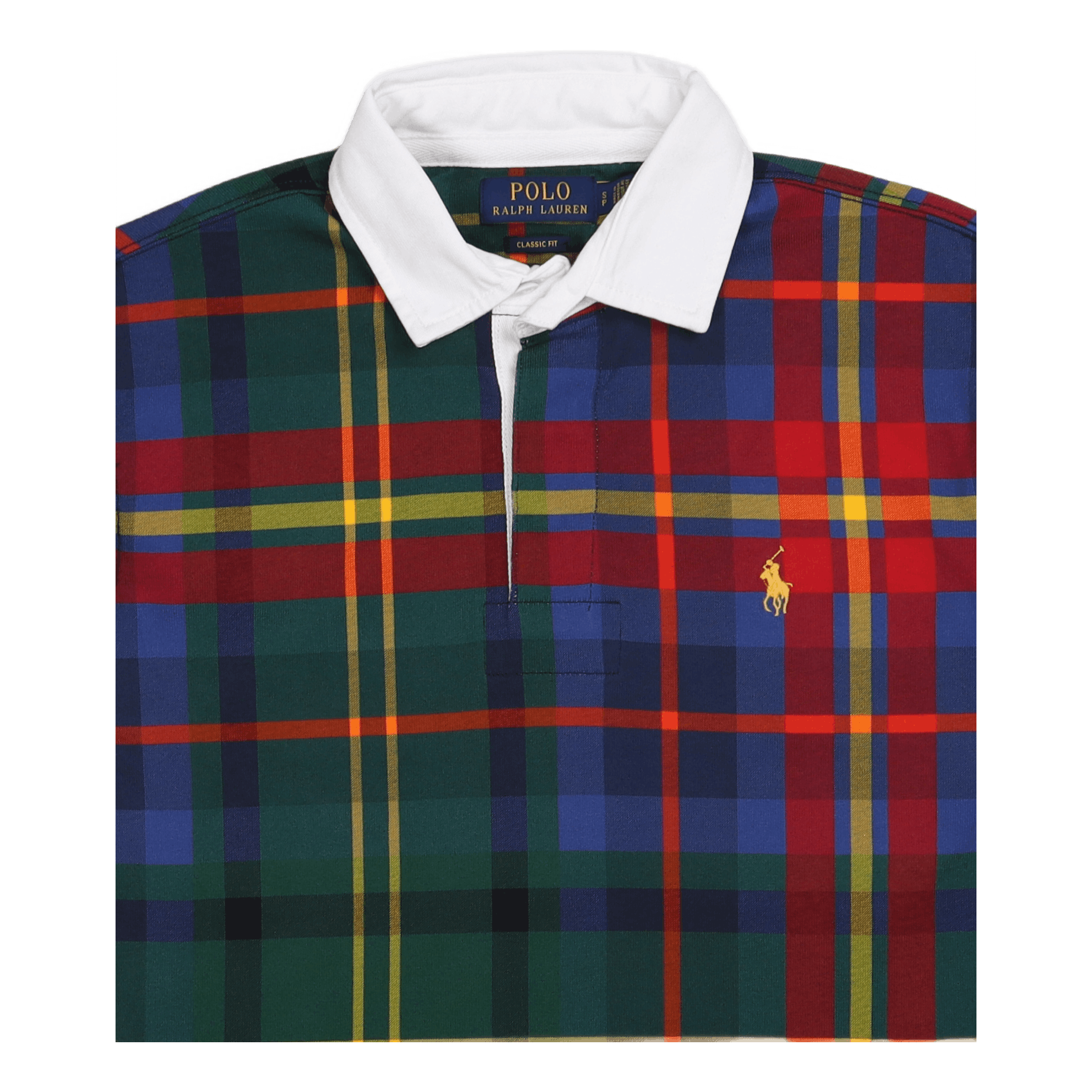 Classic Fit Plaid Jersey Rugby Shirt Heritage Royal Plaid Multi