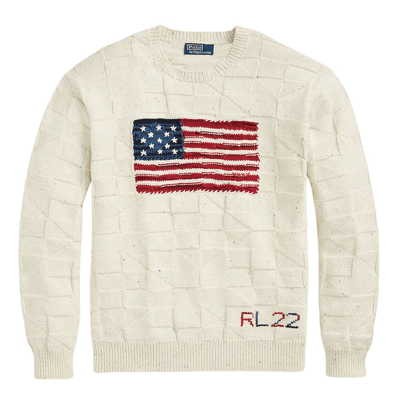 Cotton-Blend Flag Sweater Cream Multi