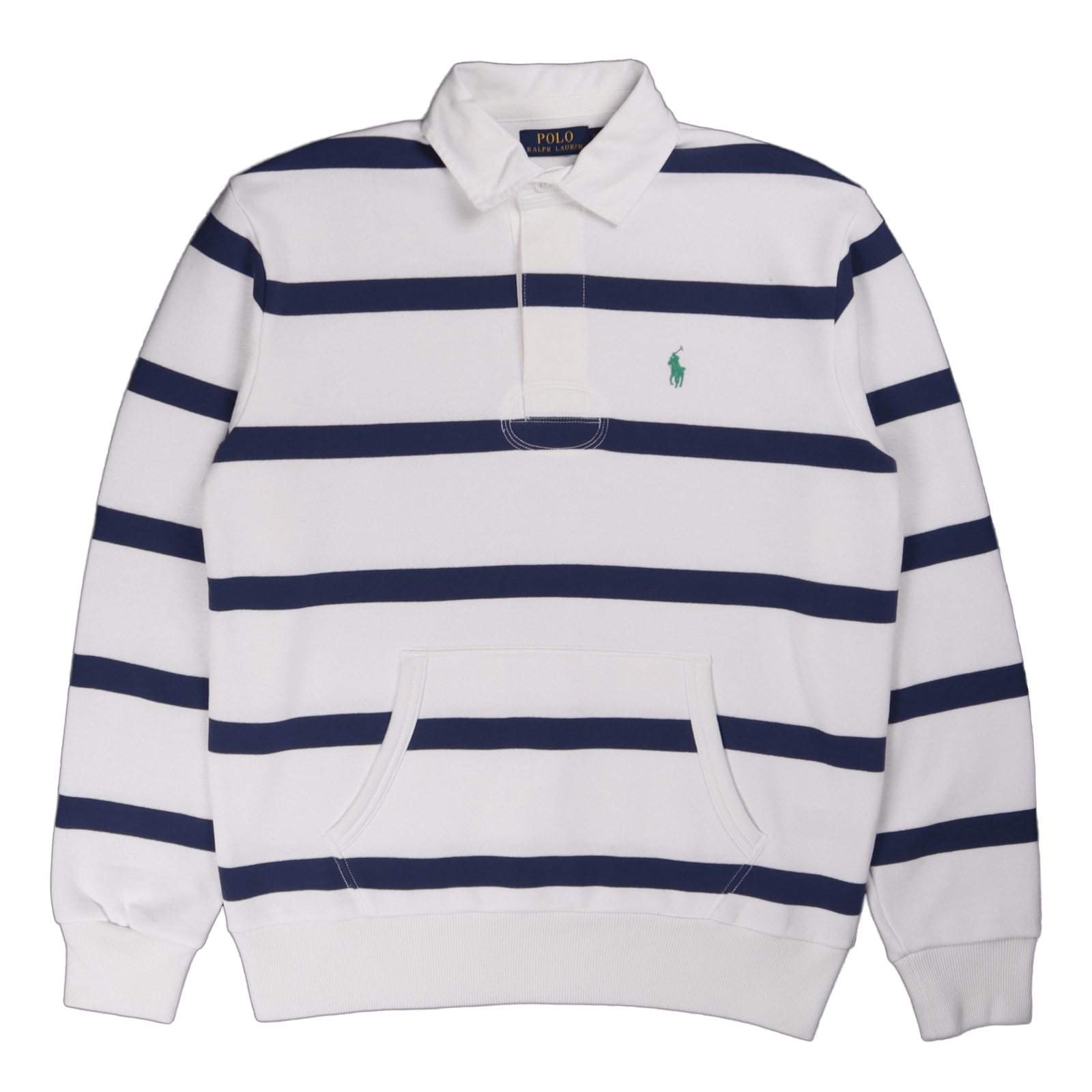 The RL Fleece Striped Rugby White/Light Navy