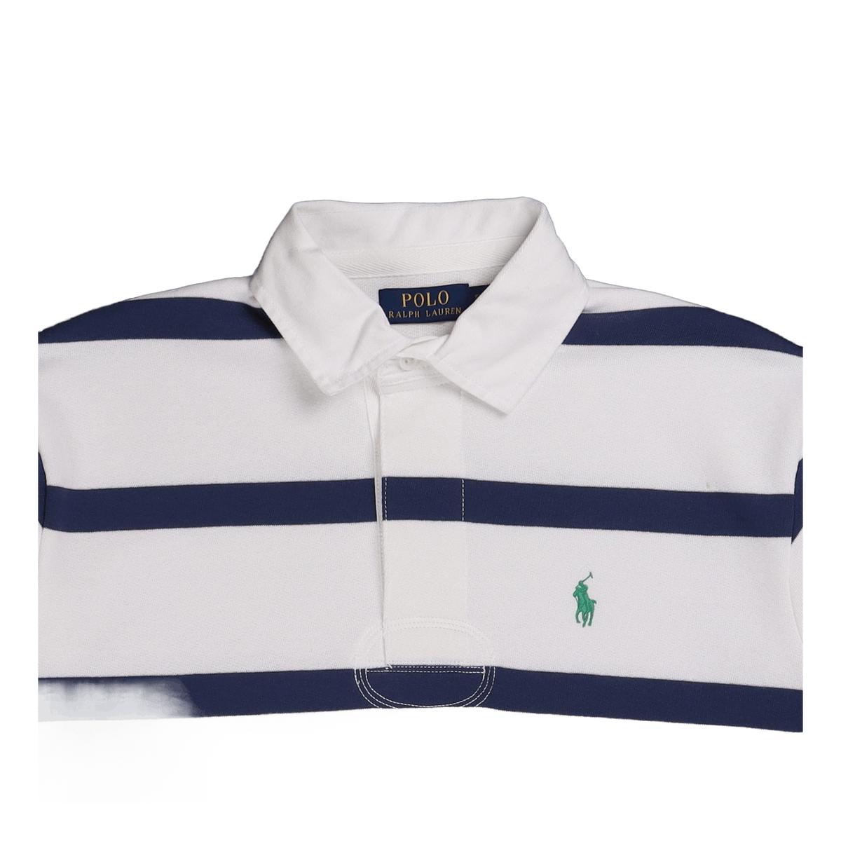 The RL Fleece Striped Rugby White/Light Navy