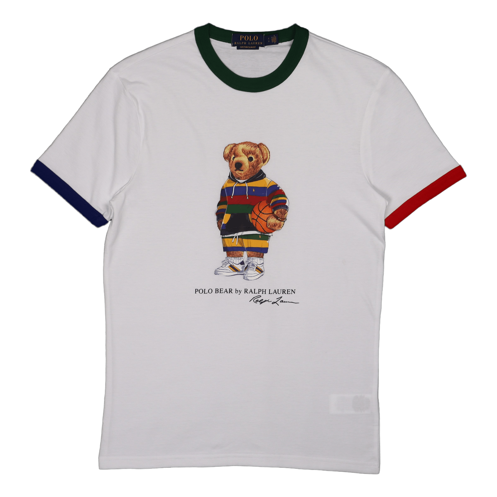 Custom Slim Fit Polo Bear Jersey T-Shirt Pf 22 White Multi Actve Bear