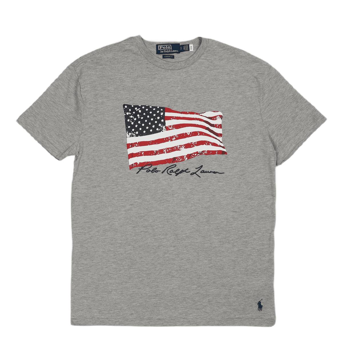 Classic Fit American Flag T-Shirt Andover Heather