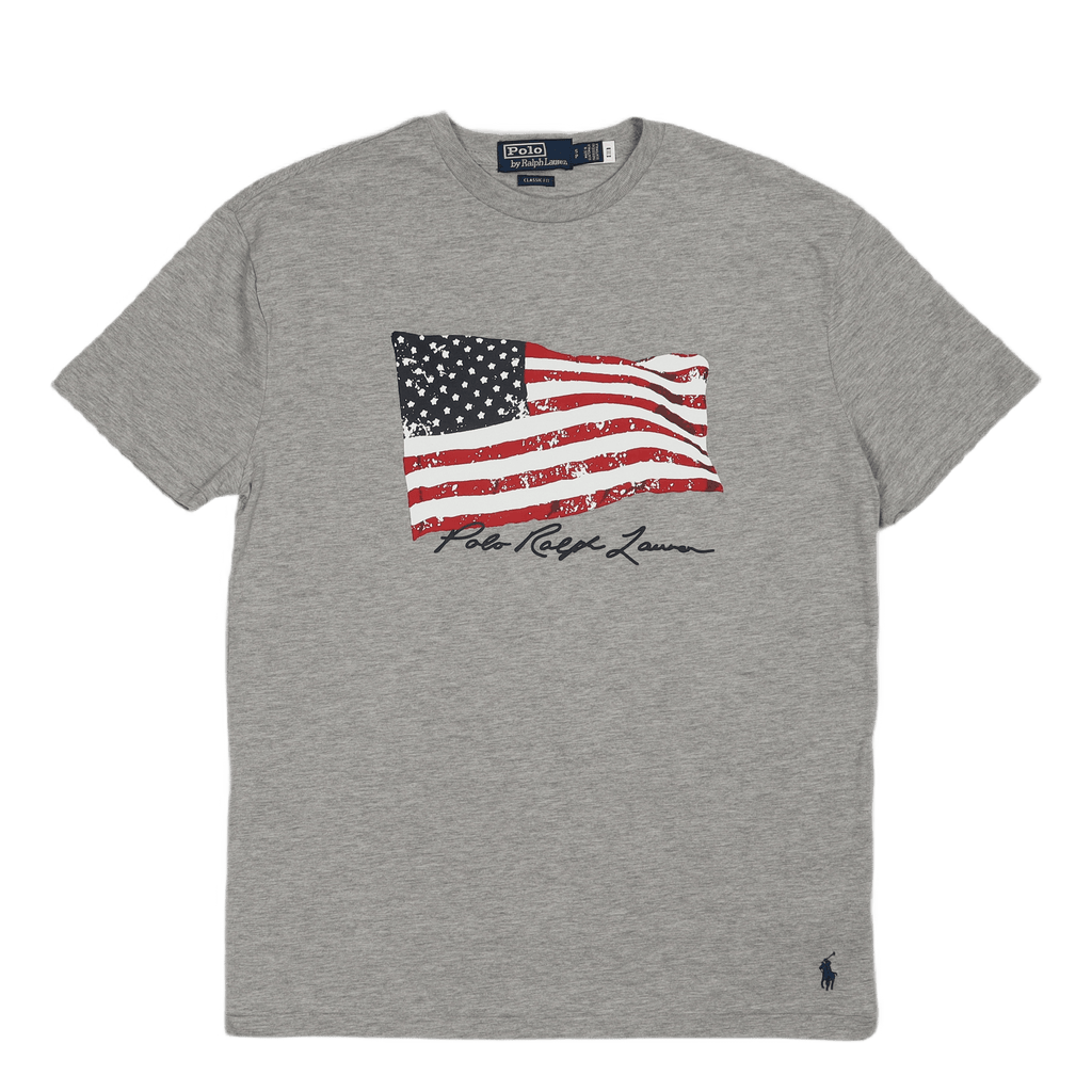 Polo Ralph Lauren Classic Fit American Flag T Shirt Andover Heather Caliroots