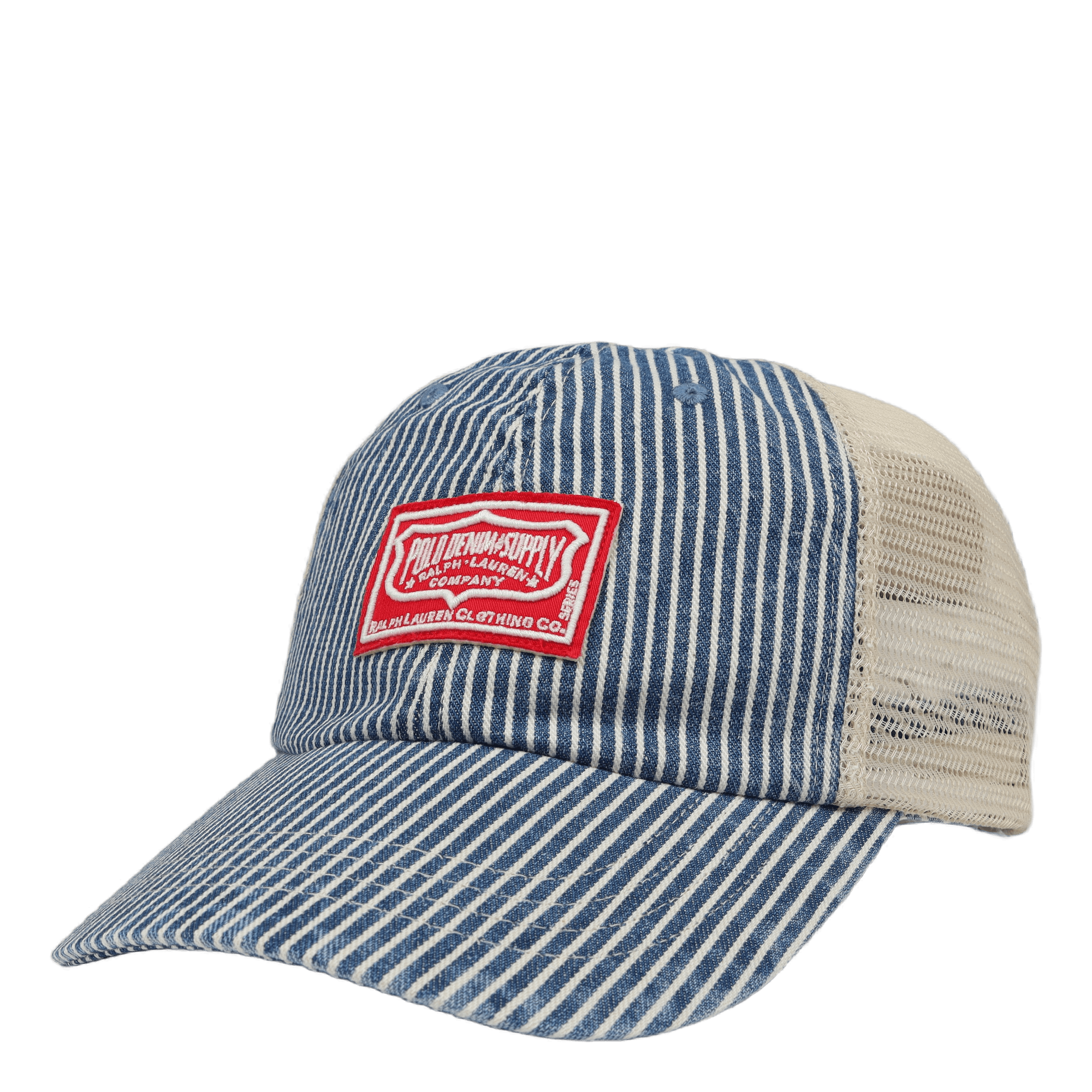 Logo-Patch Striped Denim Trucker Cap Watermill