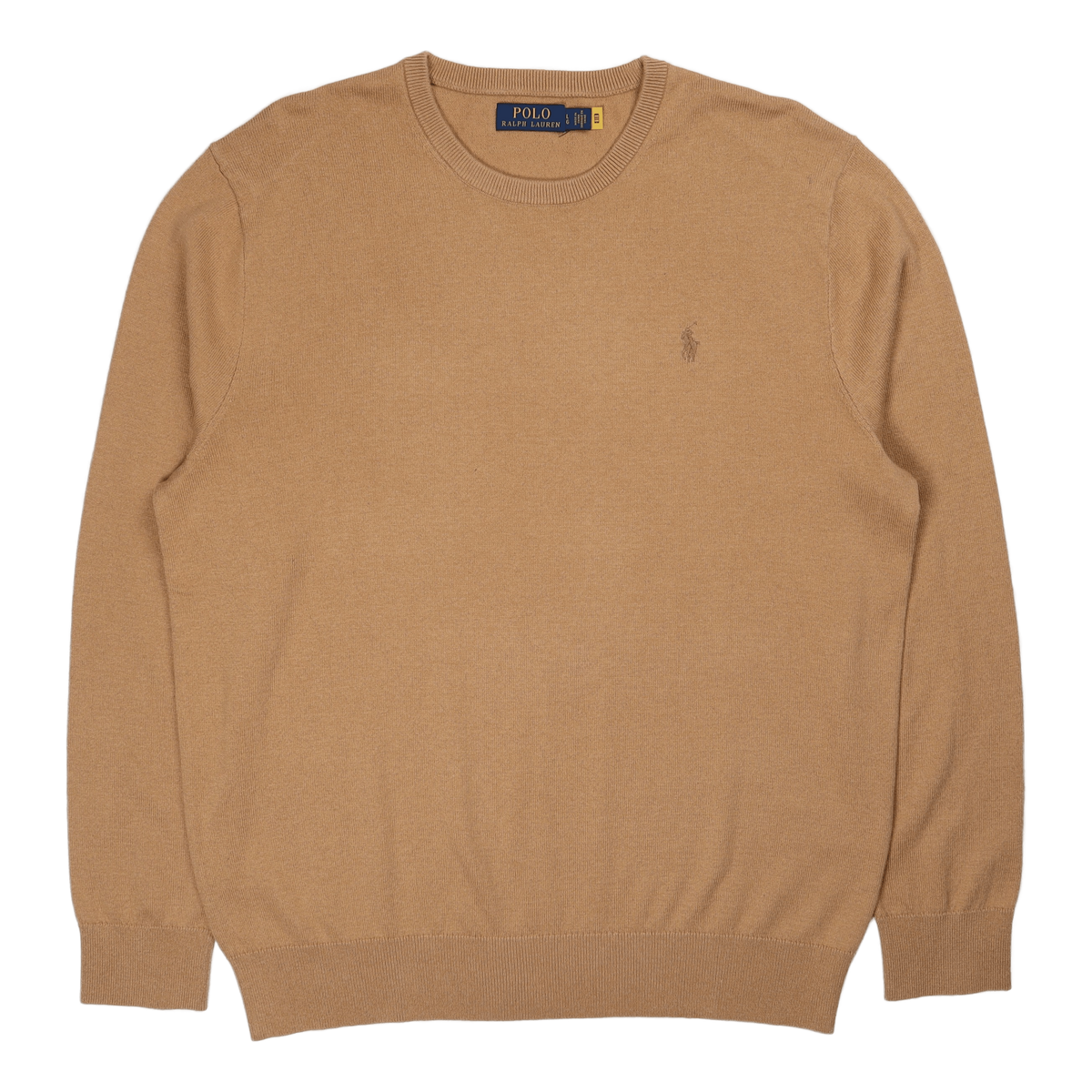 Cotton-Cashmere Crewneck Sweater Burlap Tan