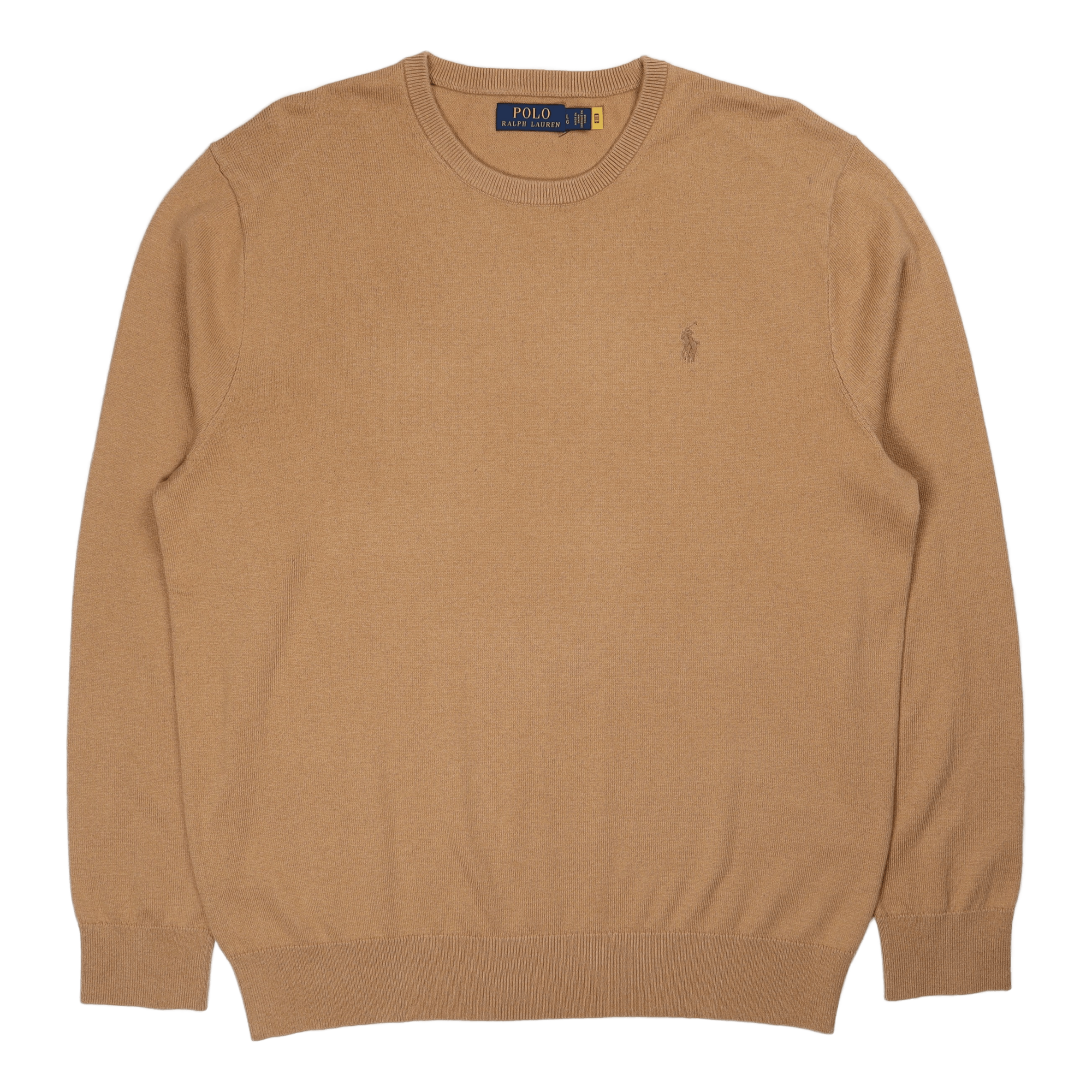 Cotton-Cashmere Crewneck Sweater Burlap Tan