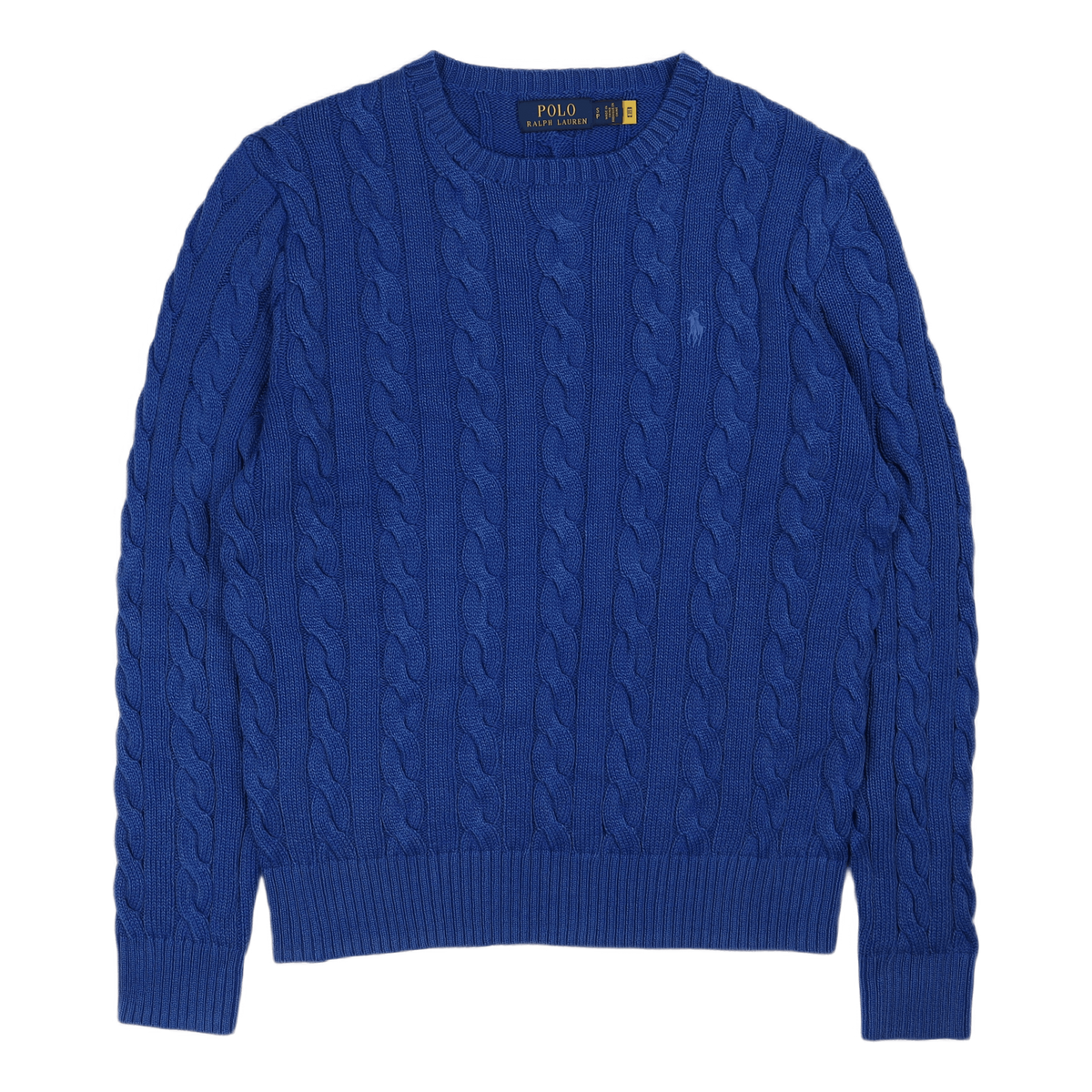 Garment-Dyed Cable-Knit Cotton Sweater Blue Gmd