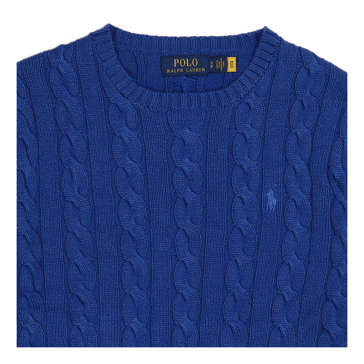 Garment-Dyed Cable-Knit Cotton Sweater Blue Gmd
