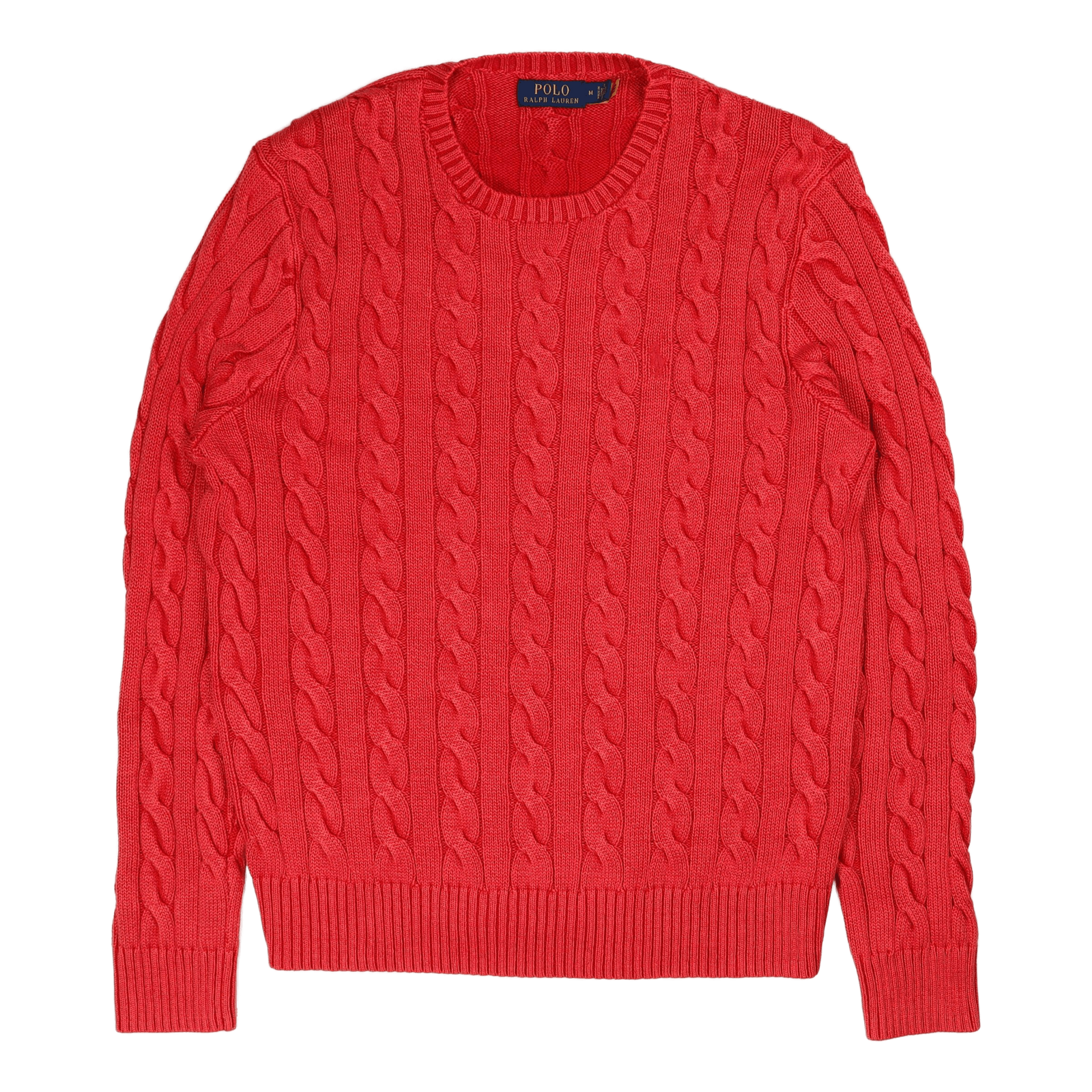 Garment-Dyed Cable-Knit Cotton Sweater Red Gmd