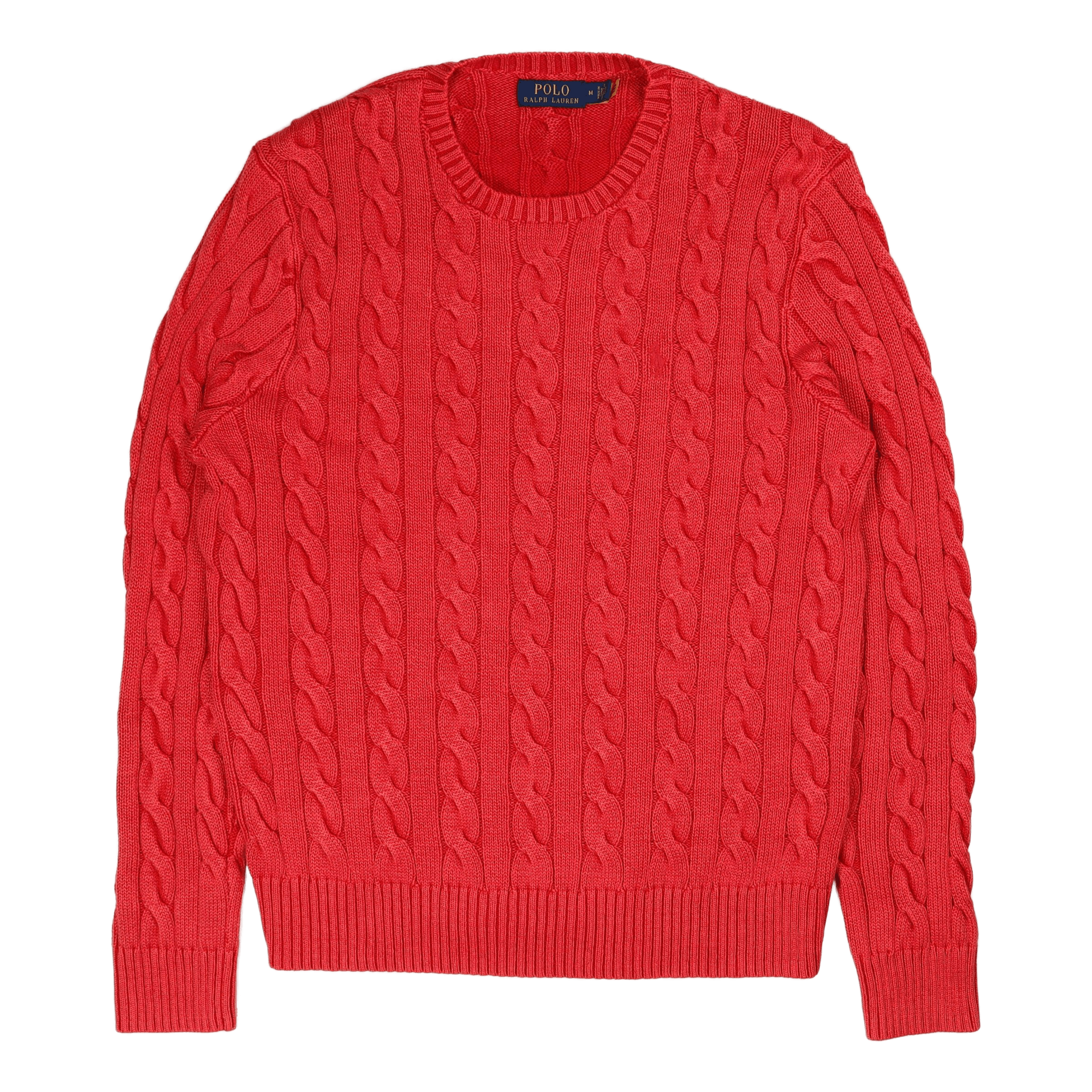 Garment-Dyed Cable-Knit Cotton Sweater Red Gmd