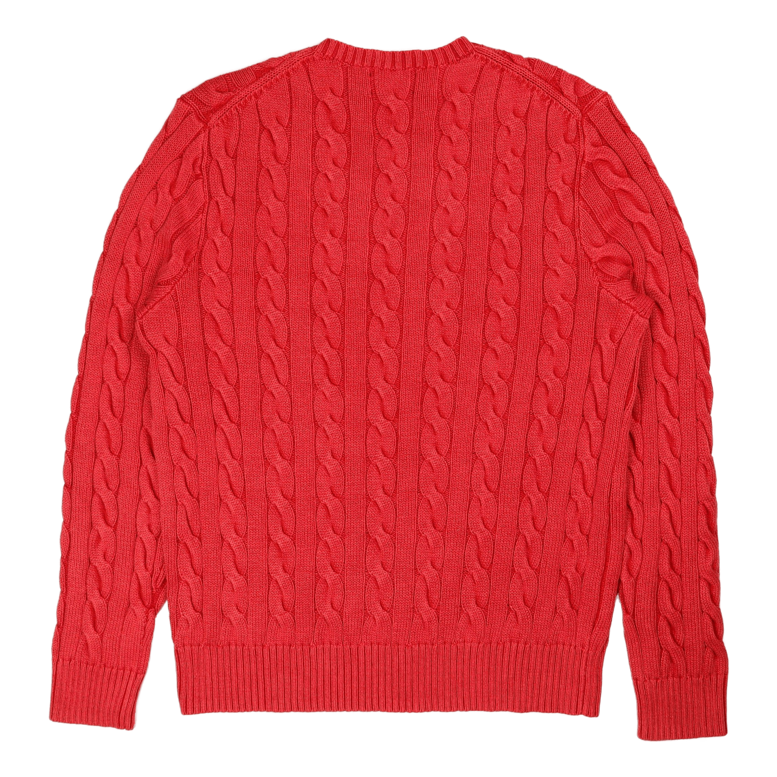 Garment-Dyed Cable-Knit Cotton Sweater Red Gmd