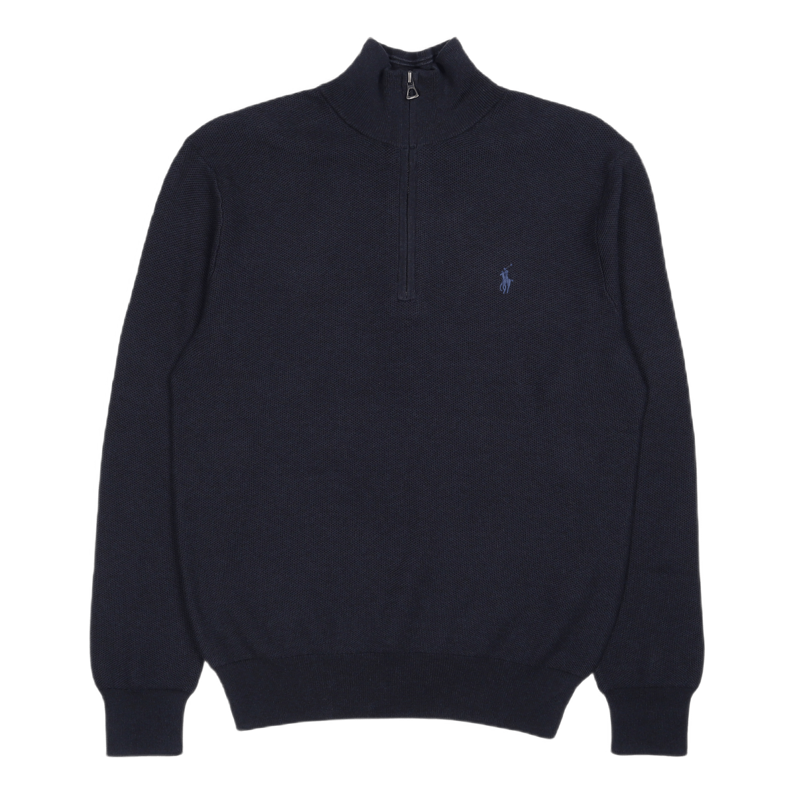 Mesh-Knit Cotton Quarter-Zip Sweater Navy Heather