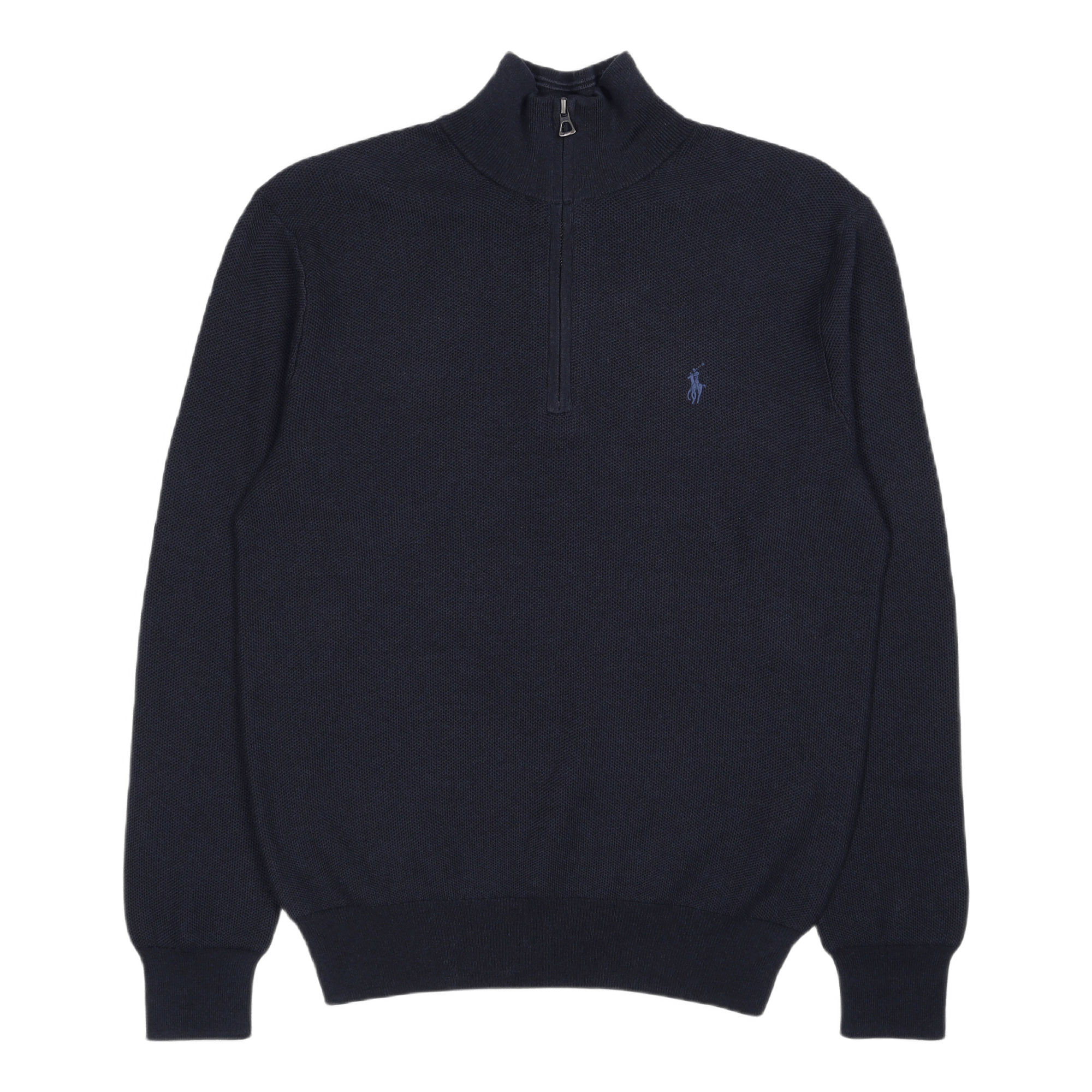 Mesh-Knit Cotton Quarter-Zip Sweater Navy Heather