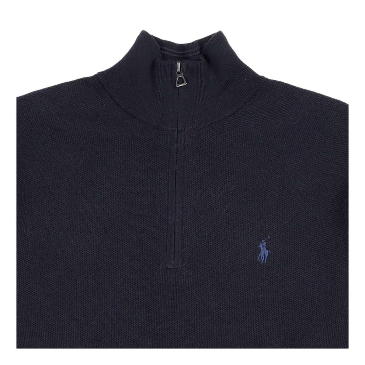 Mesh-Knit Cotton Quarter-Zip Sweater Navy Heather