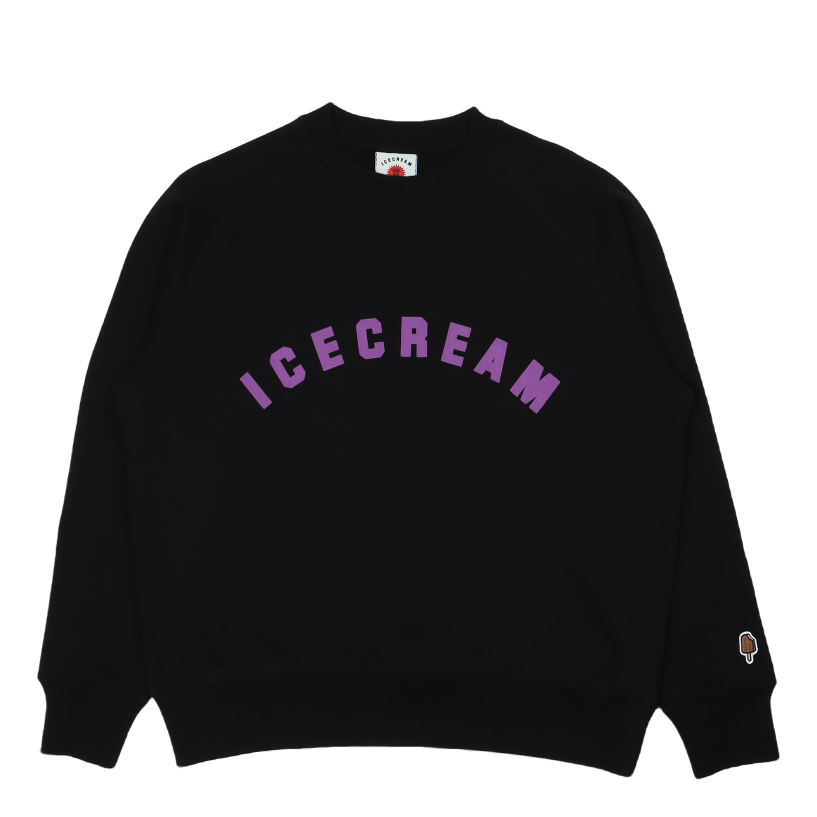 Flock Print Crewneck Black