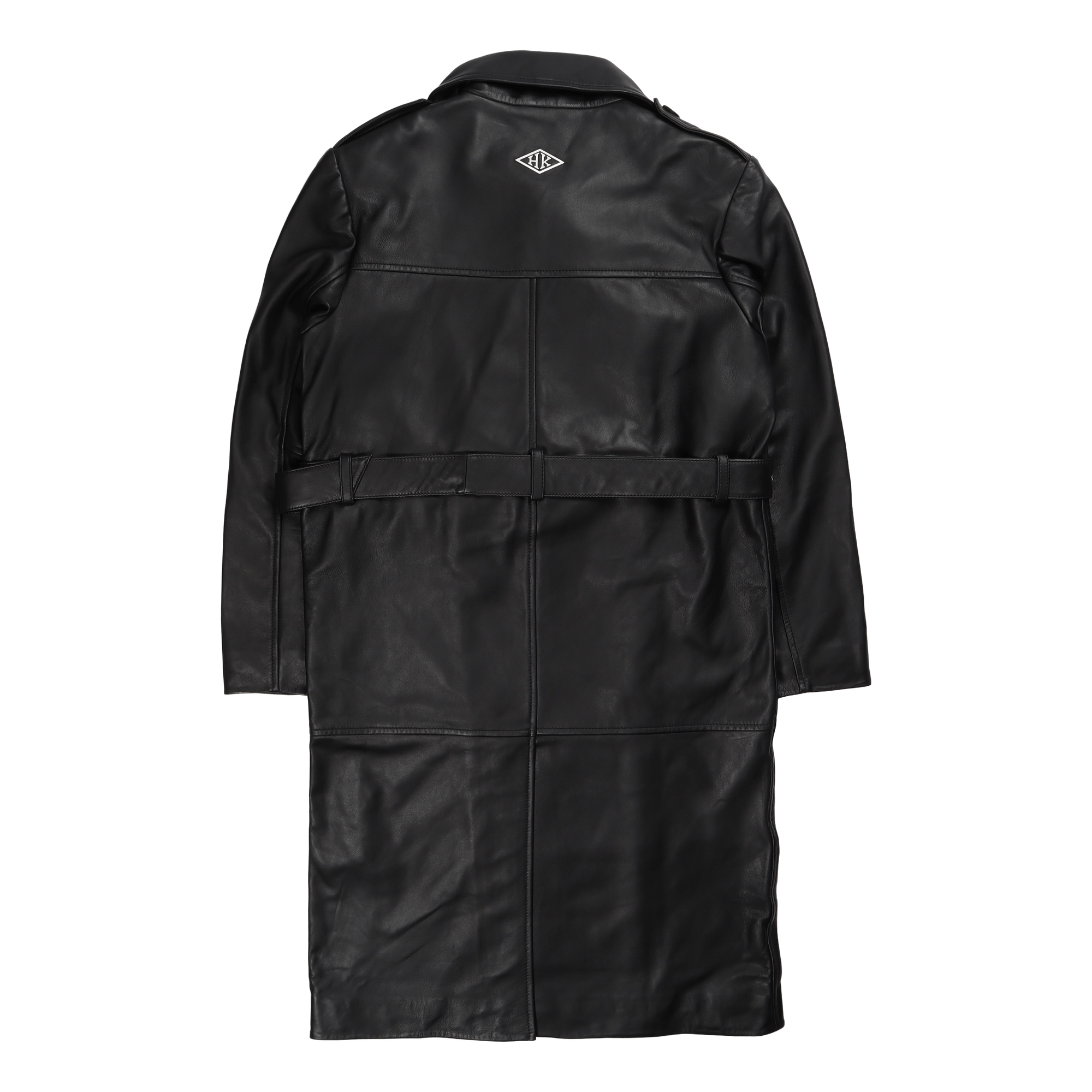 Slim Trench Coat Black Leather