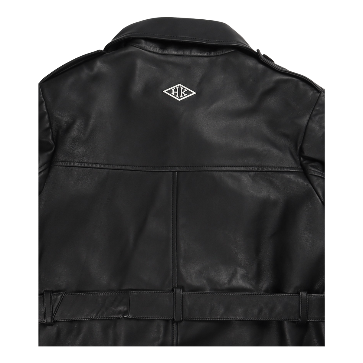 Slim Trench Coat Black Leather