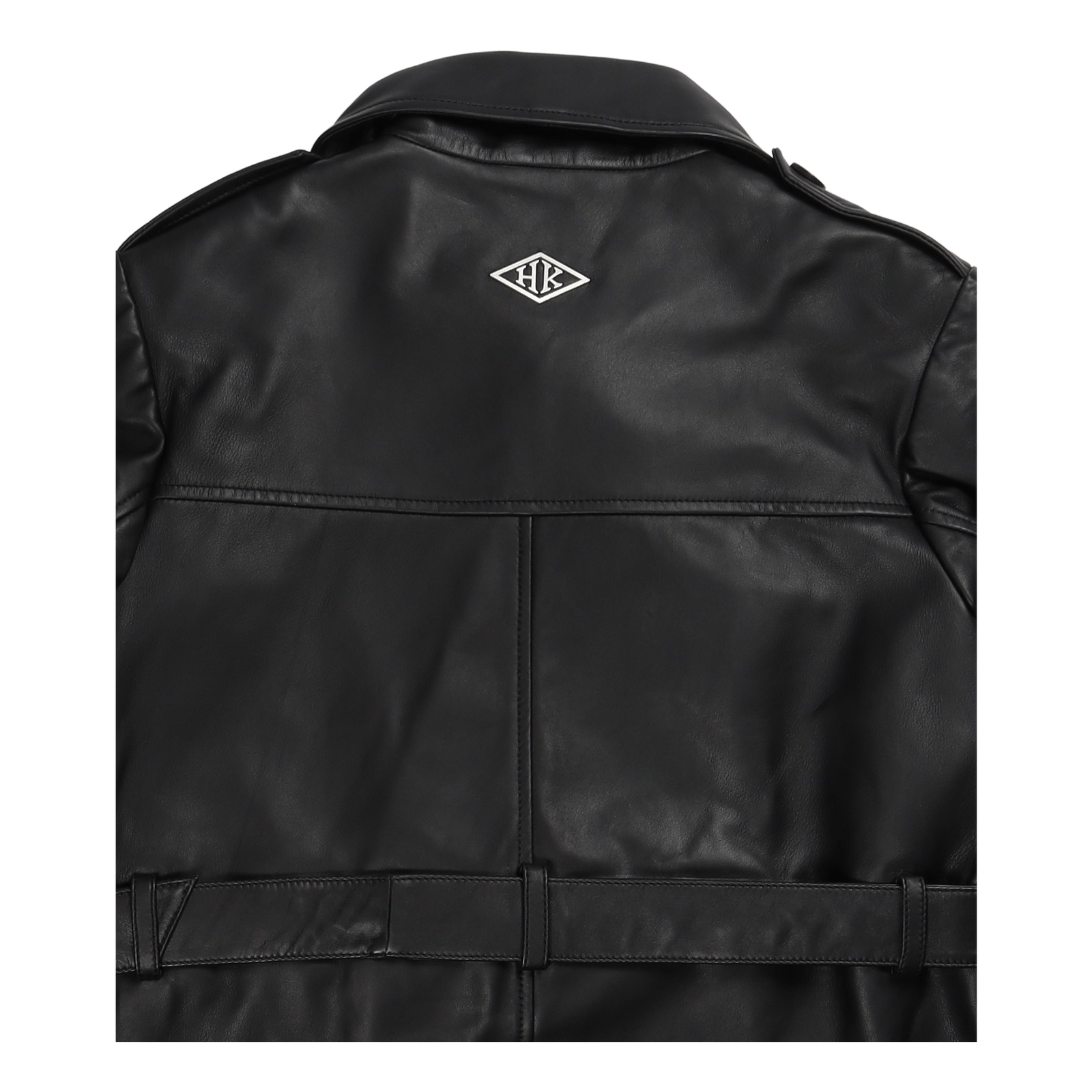 Slim Trench Coat Black Leather