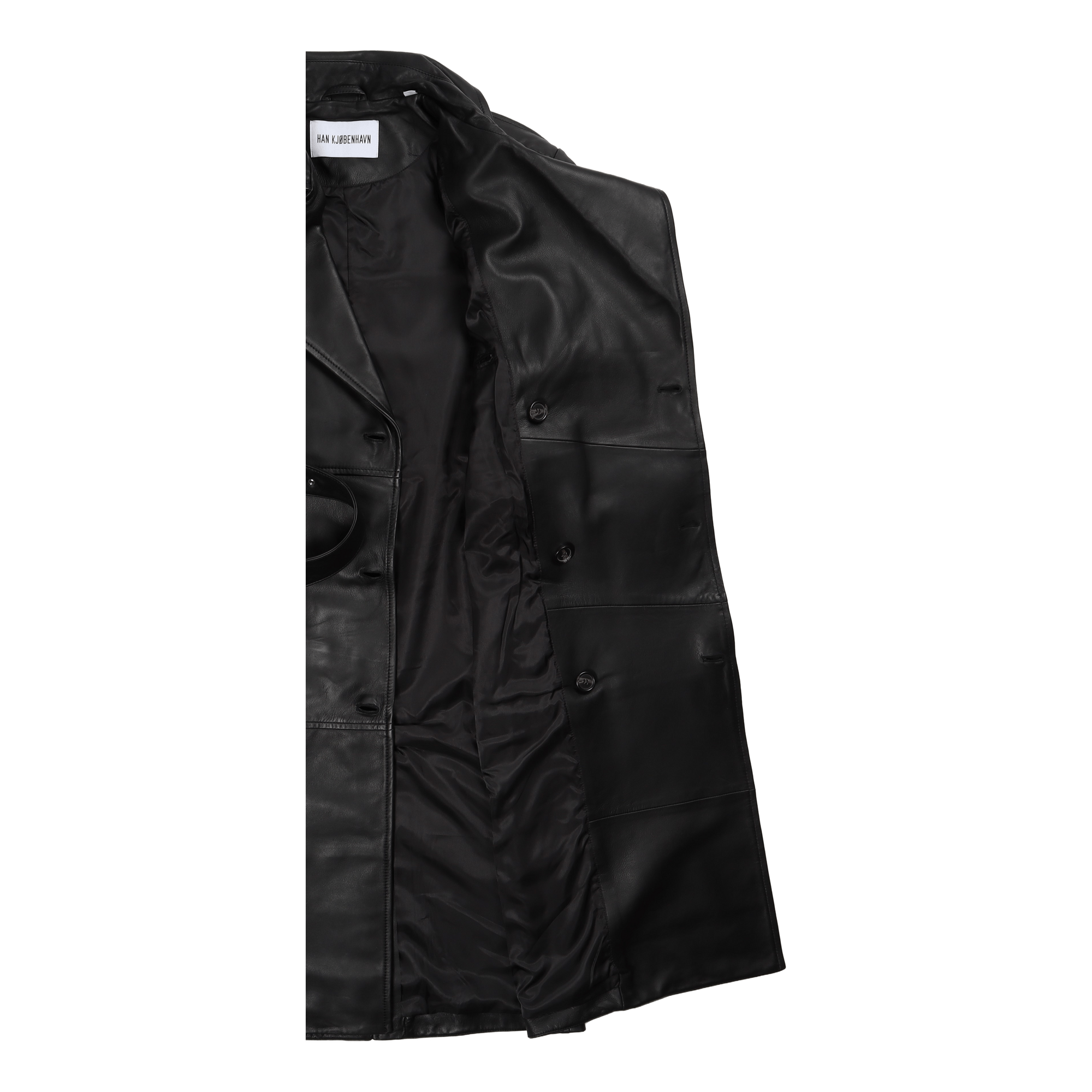 Slim Trench Coat Black Leather