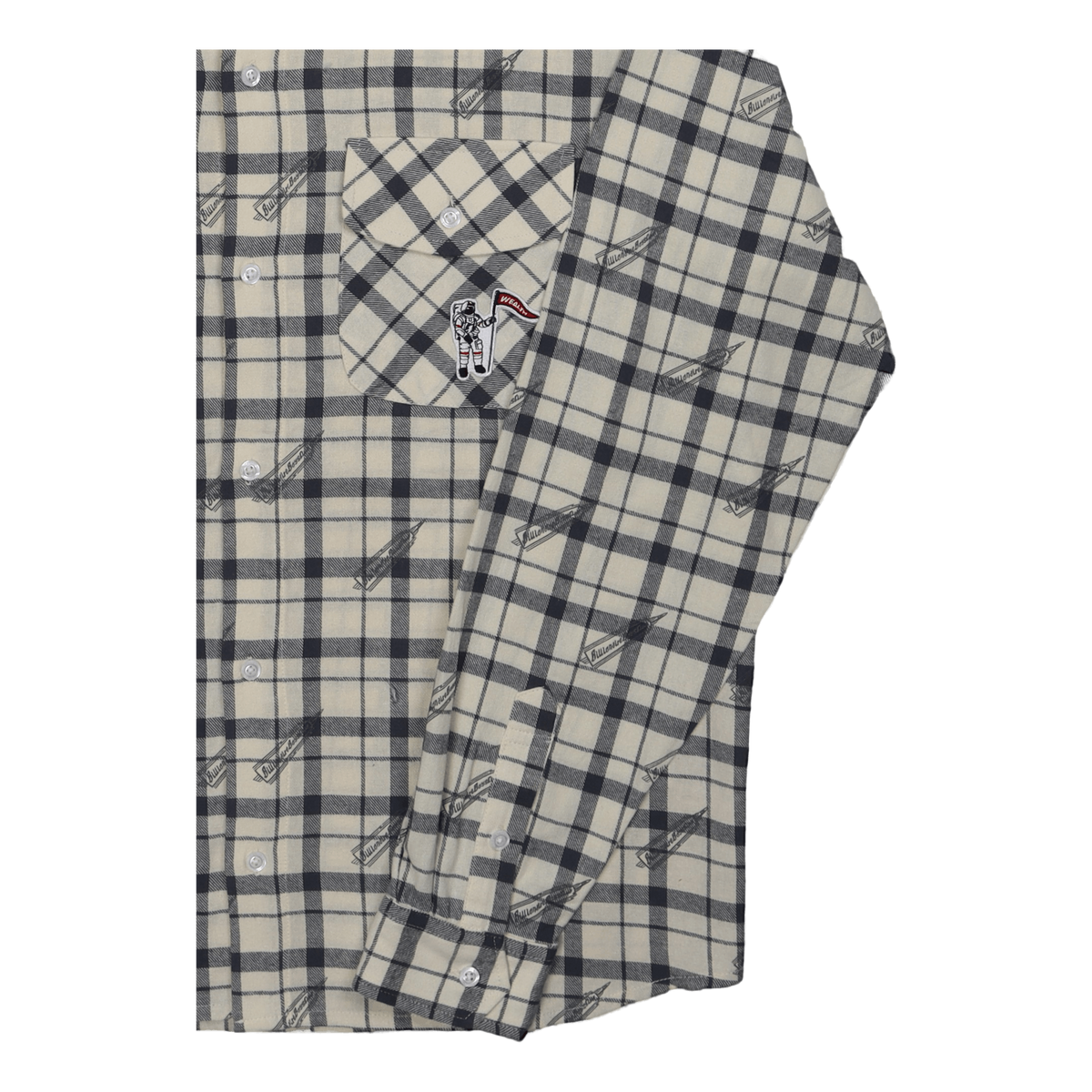 Printed Check Shirt Off White