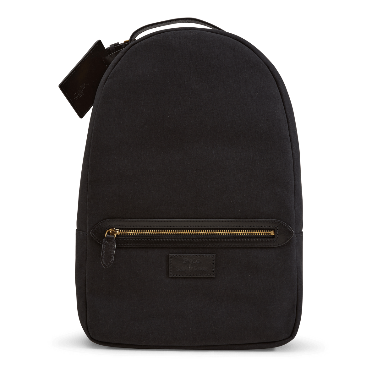 Leather-Trim Canvas Backpack Black/Black