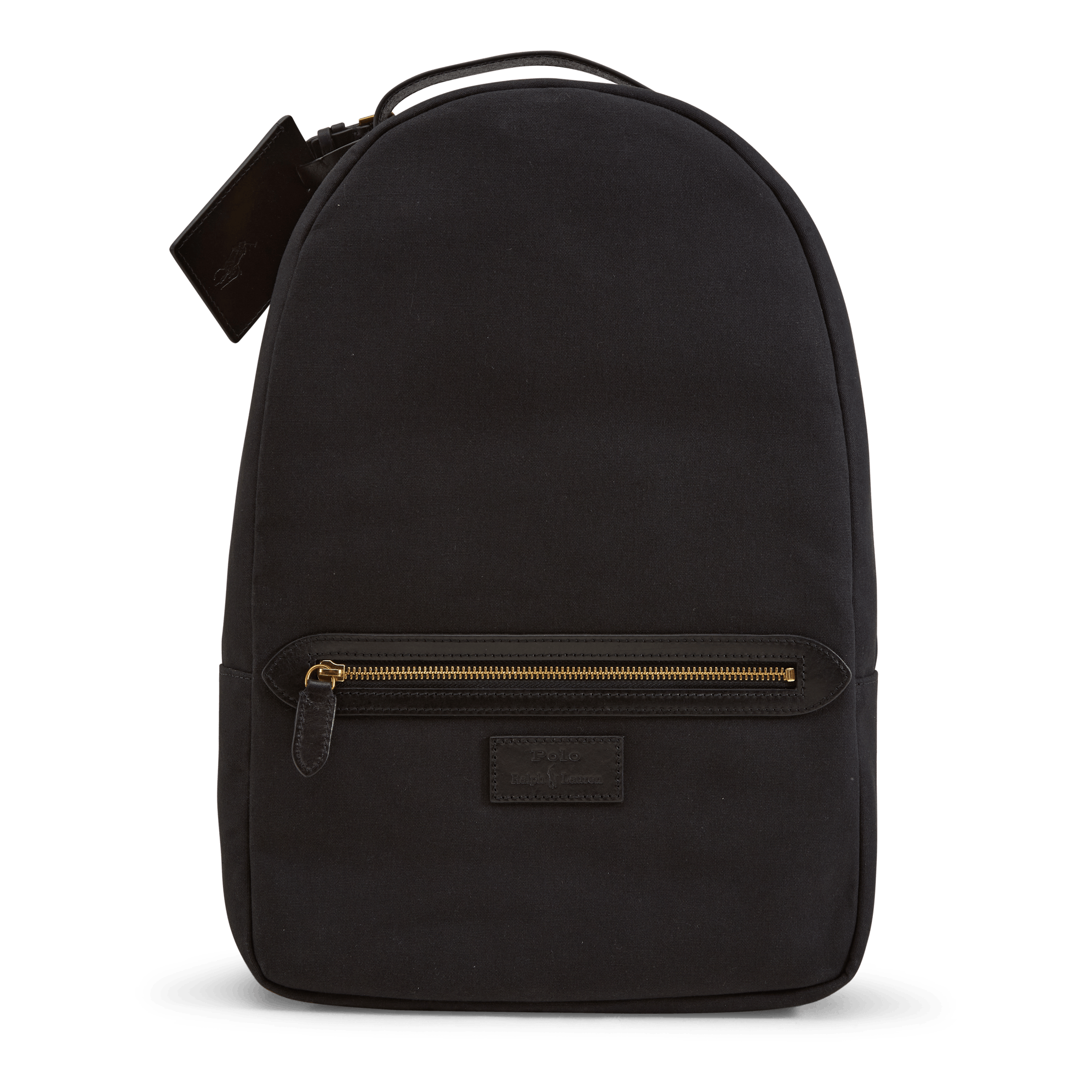 Leather-Trim Canvas Backpack Black/Black