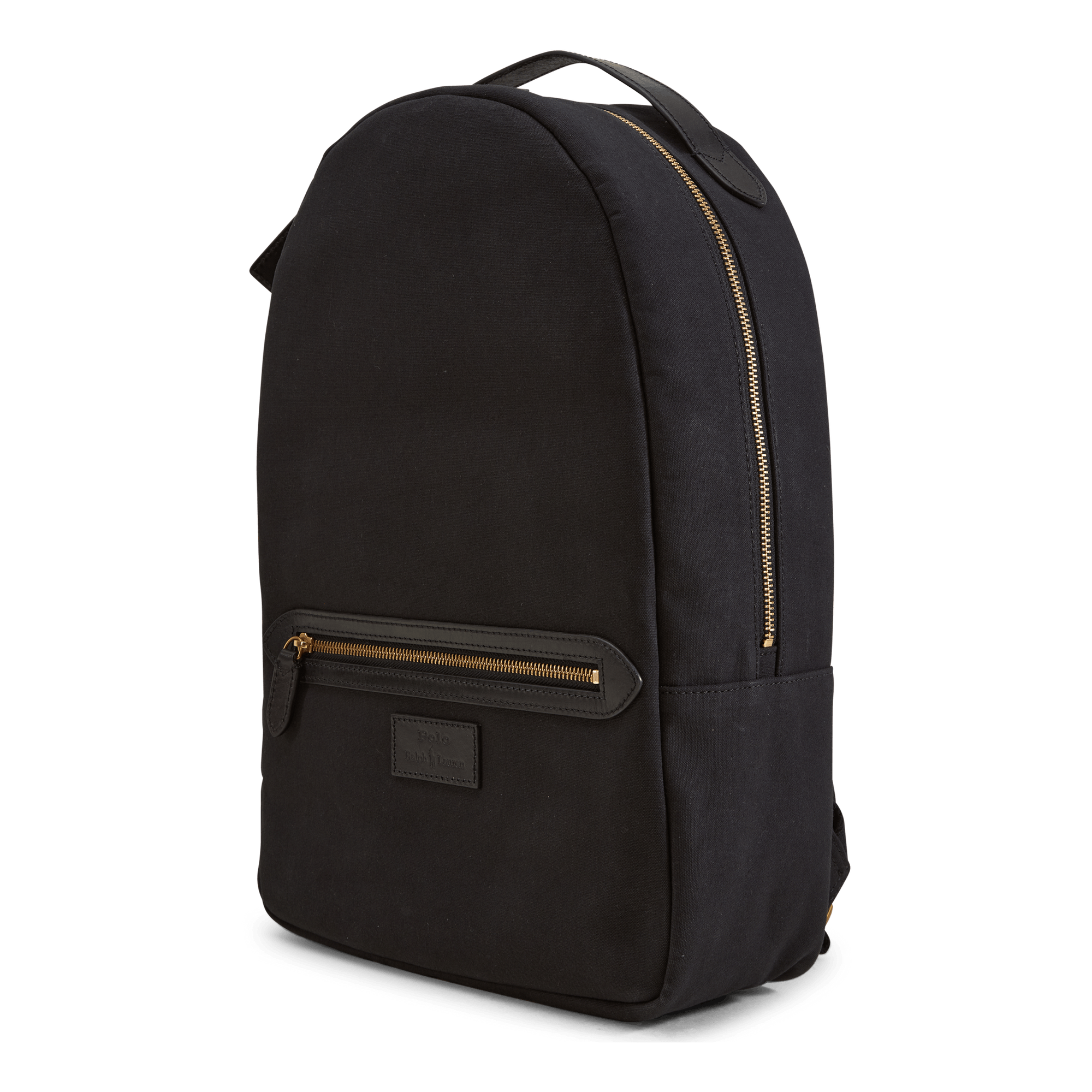 Leather-Trim Canvas Backpack Black/Black