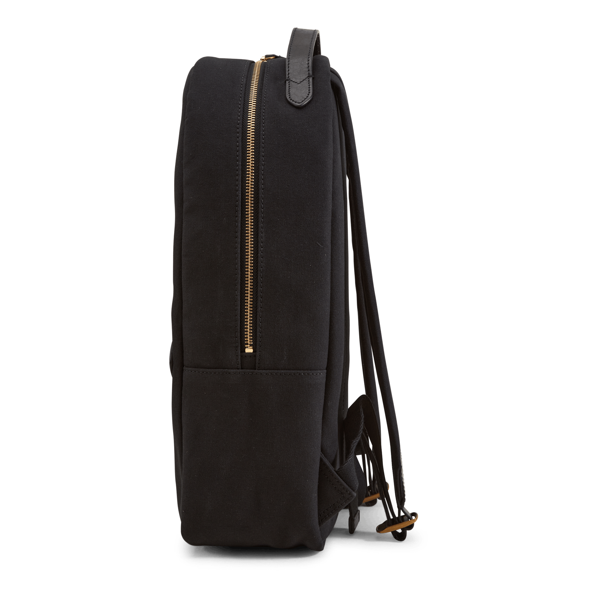 Leather-Trim Canvas Backpack Black/Black