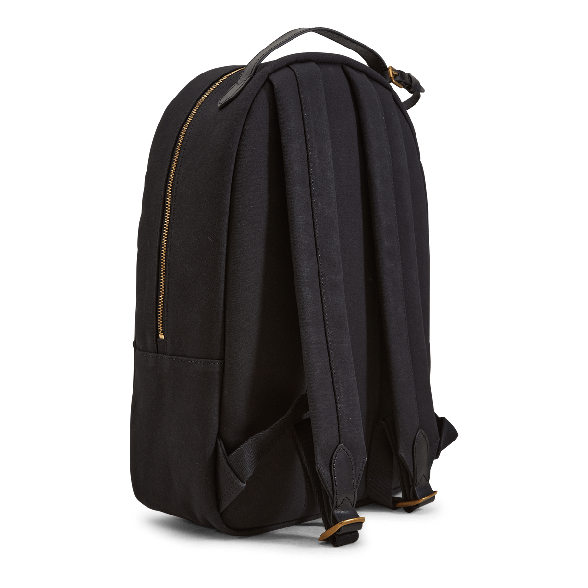 Leather-Trim Canvas Backpack Black/Black