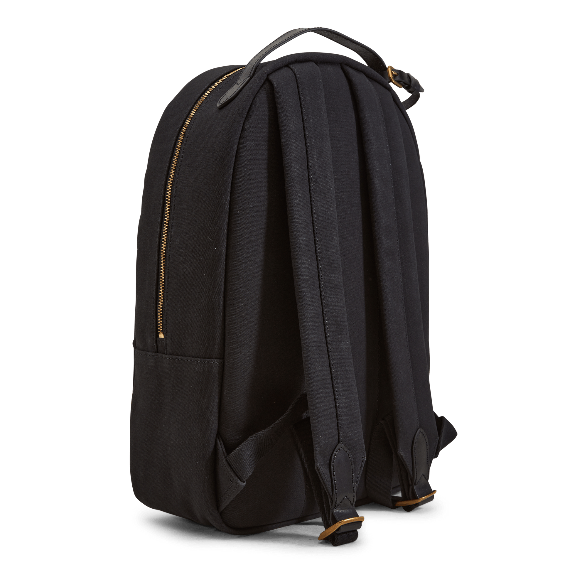 Leather-Trim Canvas Backpack Black/Black