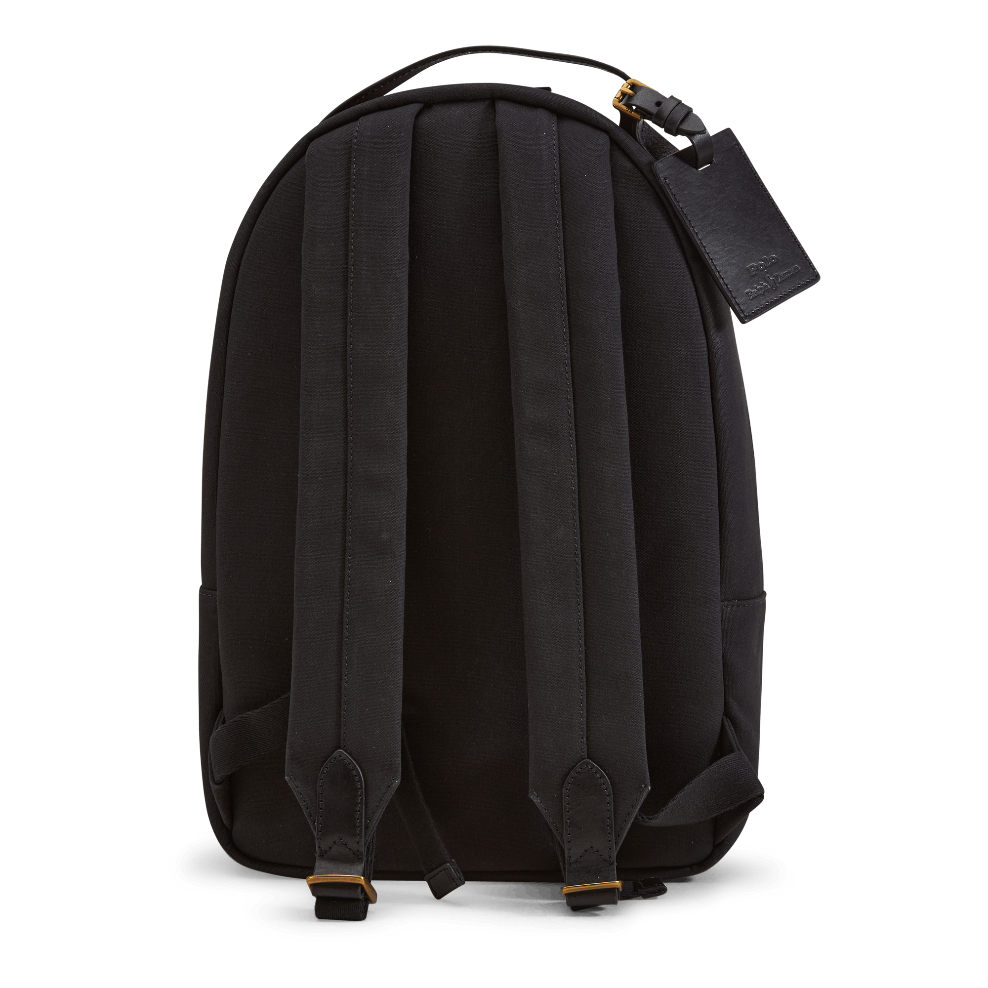 Leather-Trim Canvas Backpack Black/Black