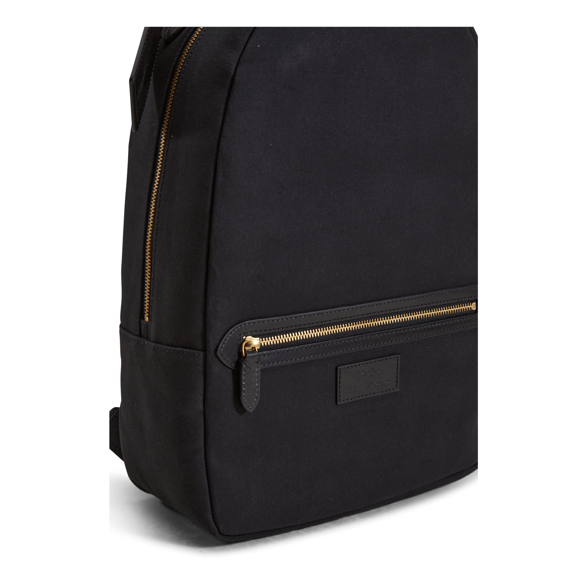 Leather-Trim Canvas Backpack Black/Black